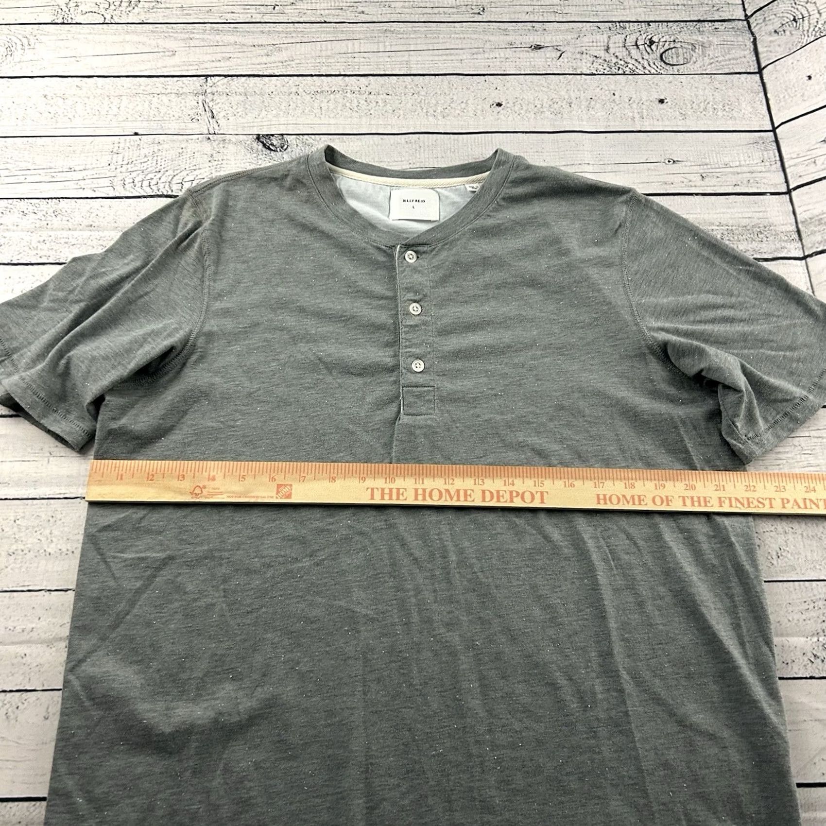 Billy Reid Billy Reid Short Sleeve Button-Up Henley Shirt Men's L Gray Size US L / EU 52-54 / 3 - 4 Thumbnail