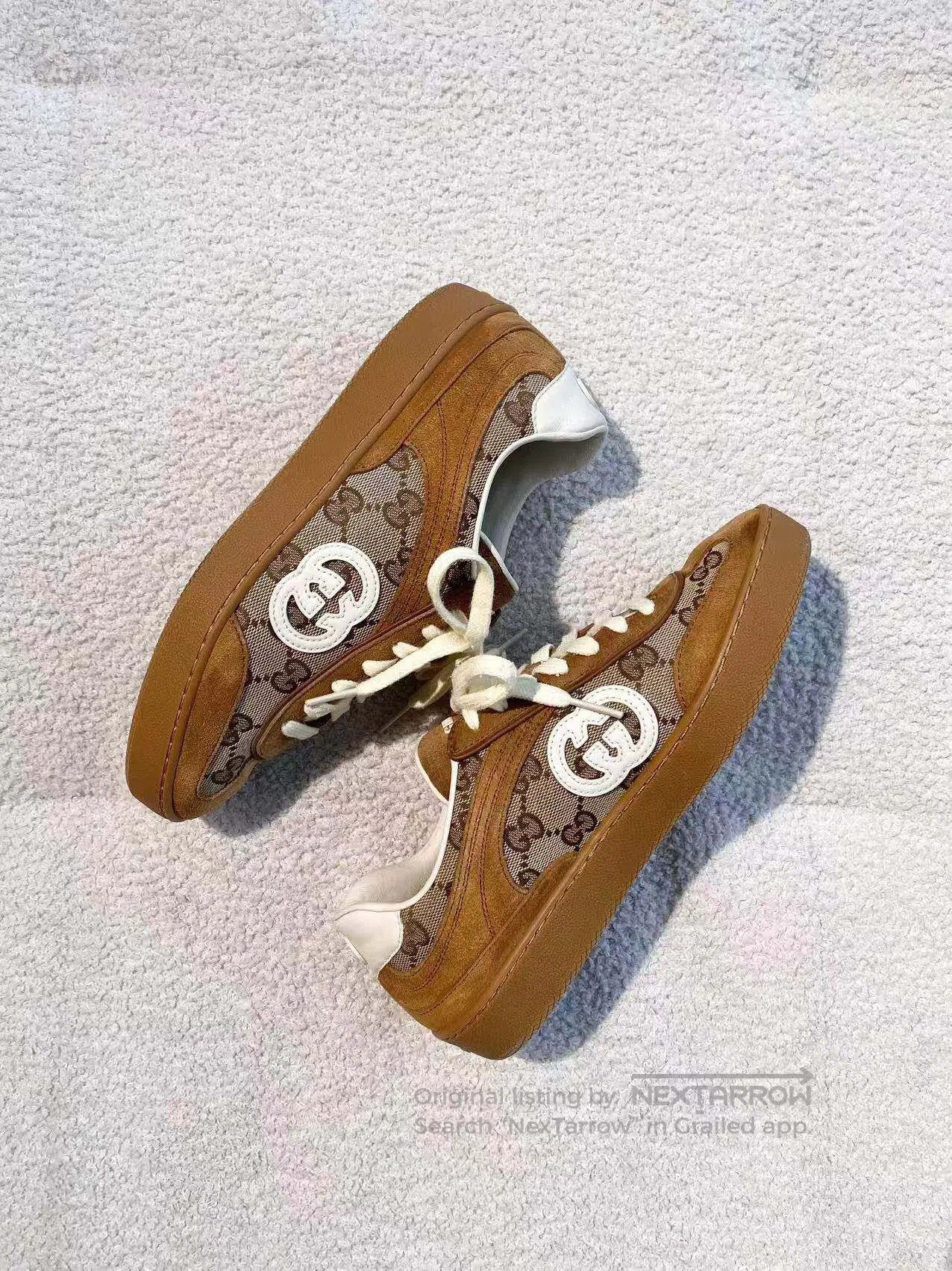 Gucci Guicci Presbyopia spliced flocked leather training shoes| Size US 5 / IT 35 - 3 Thumbnail