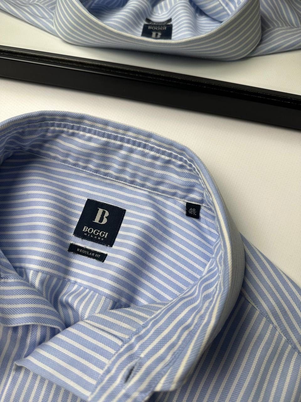Boggi Boggi Milano Striped 90s OldMoney Vibe Blue Shirt Button Up Size US L / EU 52-54 / 3 - 4 Thumbnail