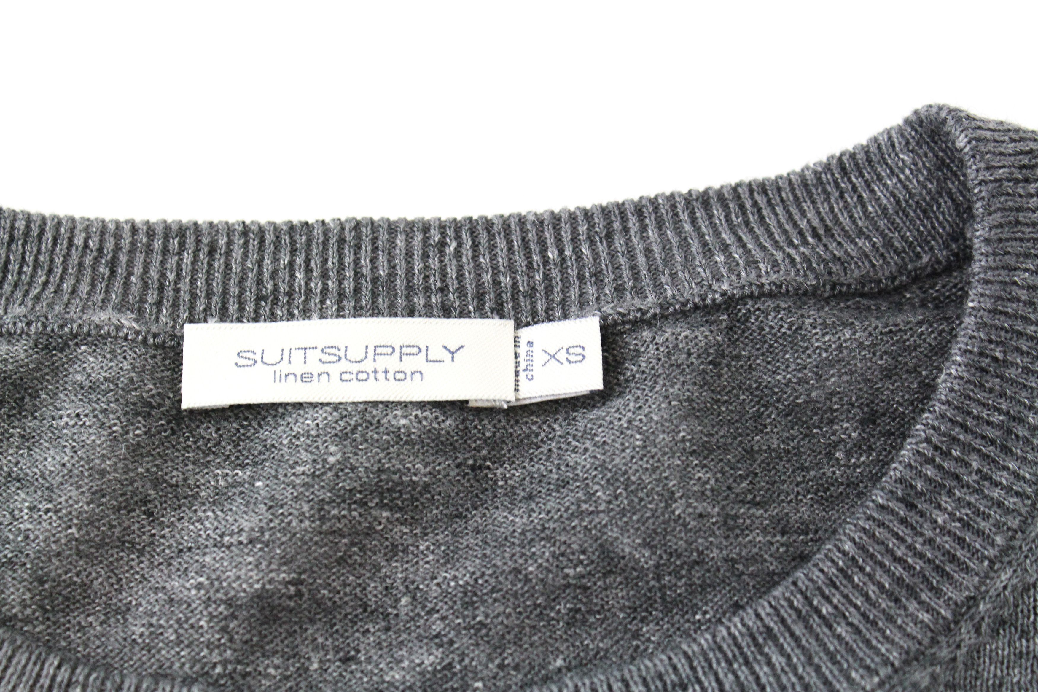 Suitsupply XS Grey Linen Cotton Striped Sweater 60321 Size US XS / EU 42 / 0 - 5 Thumbnail