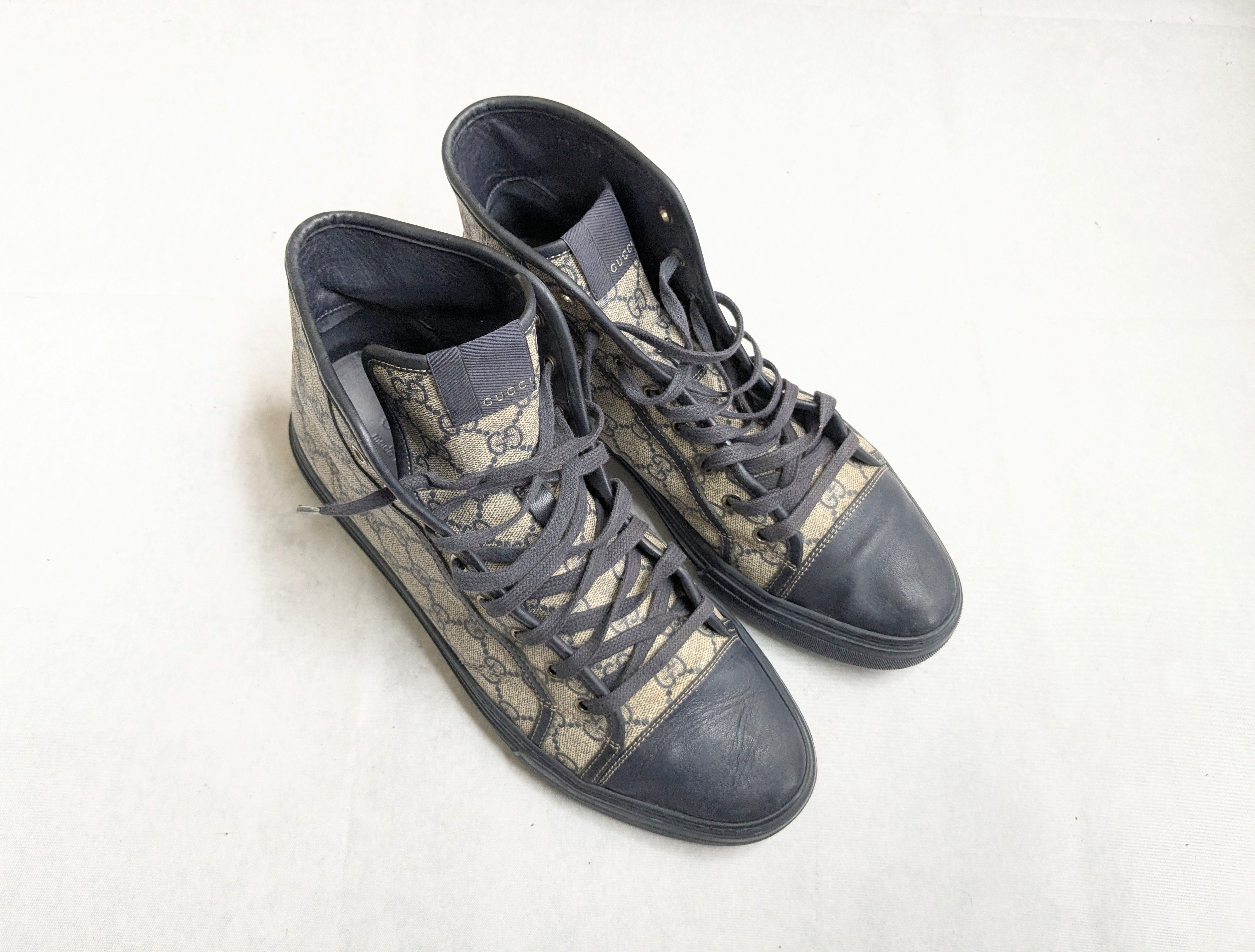 Gucci Gucci High Top Sneakers Blue Monogram 11 Leather GG Size US 11 / EU 44 - 5 Thumbnail