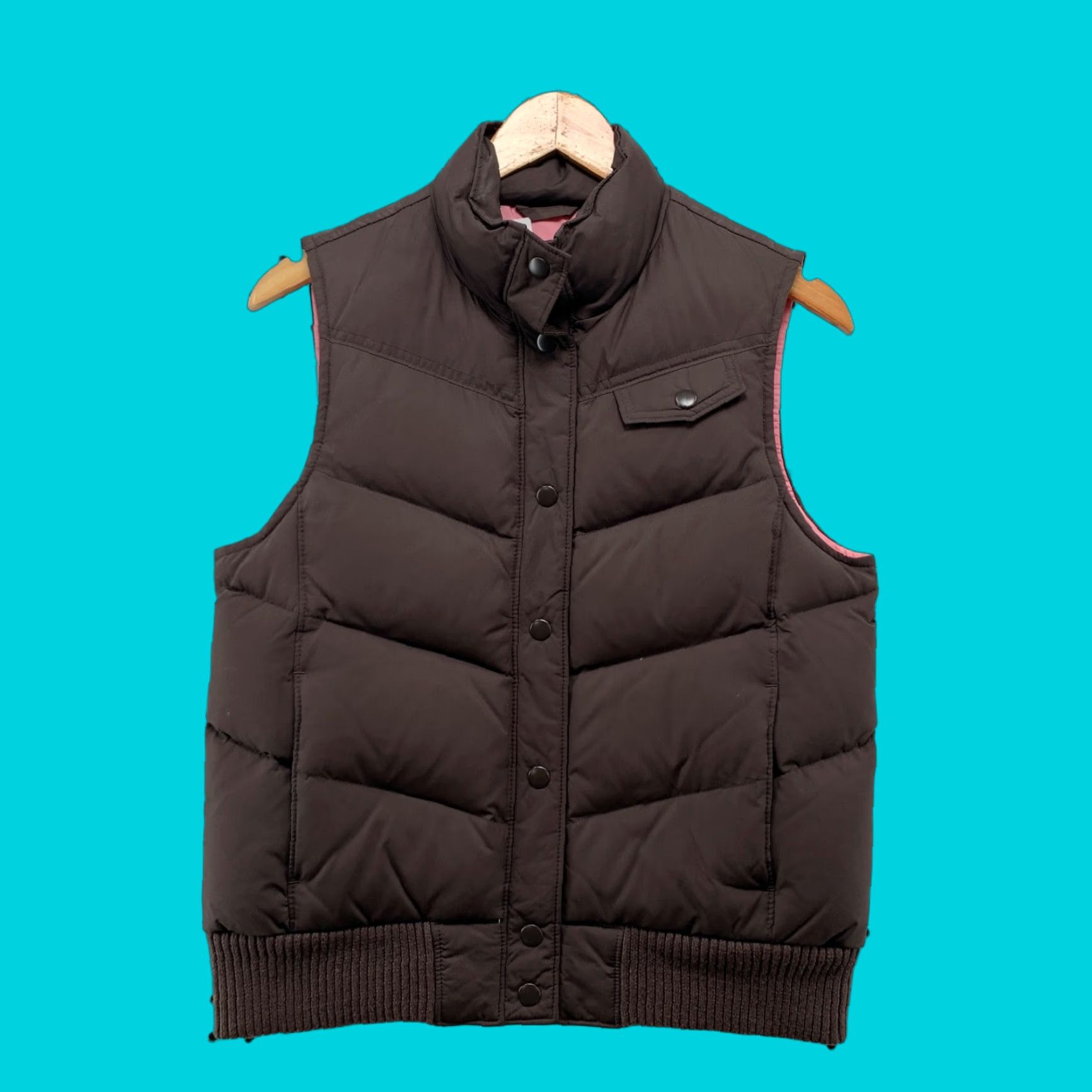 Gap Gap Women Vest Puffer Down Liner Sleeveless Brown Pink Small 18.5x22.5 Winter Fall Spring Casual Size S / US 4 / IT 40 - 1 Thumbnail