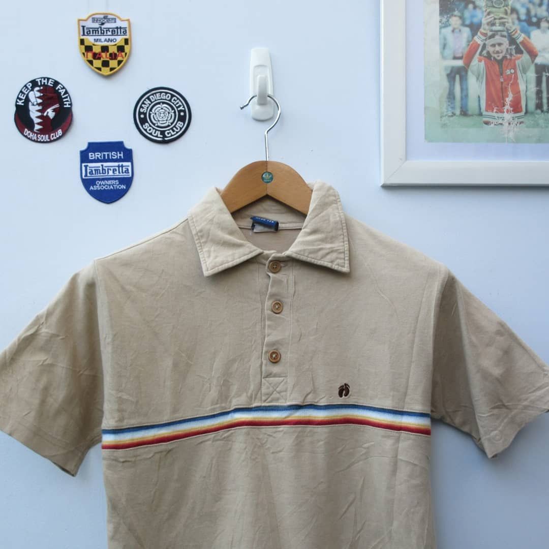 Hang Ten × Vintage Vintage Hangten 1970s Light Brown Surf Polo Shirt Size S Size US M / EU 48-50 / 2 - 2 Thumbnail