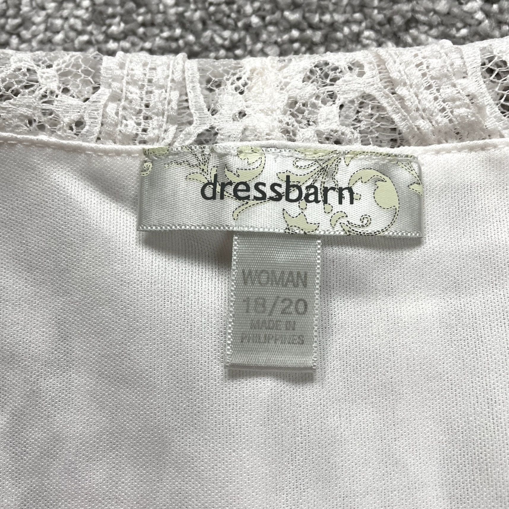 Vintage Dressbarn Blouse Womens 18/20 White Lace Shor Sleeve Lined Round Neck Casual Top Size XXL / US 16-18 / IT 52-54 - 6 Thumbnail