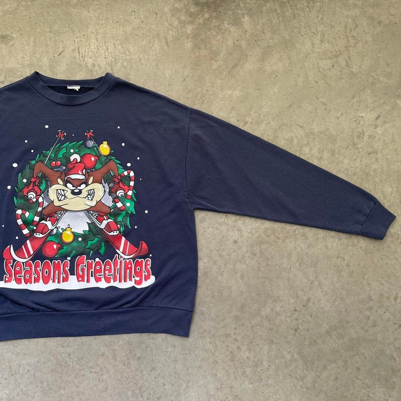 Vintage Vintage Taz Christmas Sweater Size US XL / EU 56 / 4 - 3 Thumbnail