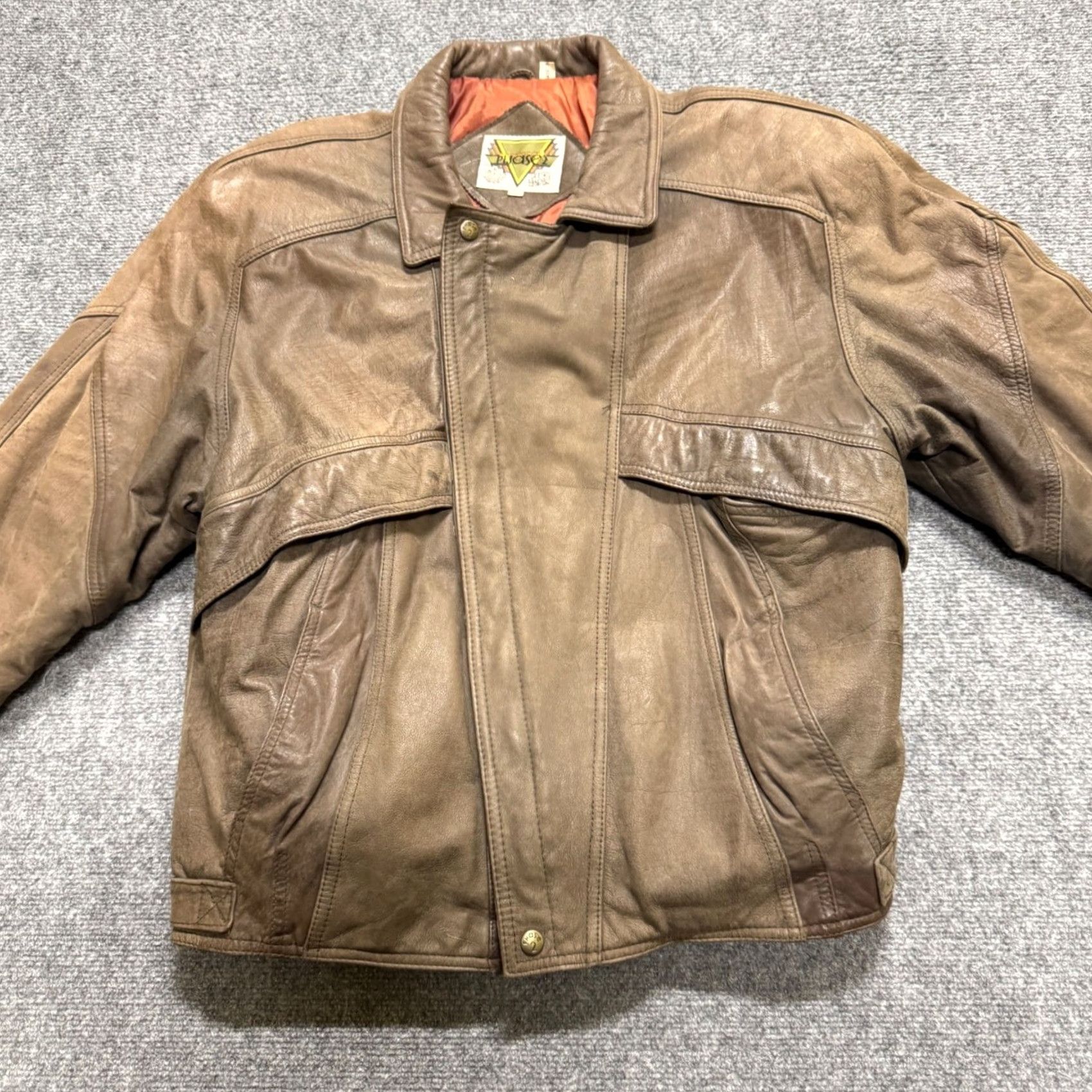 Vintage VTG Leather Jacket Men's L Brown Genuine Leather Heavy Overcoat Jacket Brown Mens L Leather VTG Size US L / EU 52-54 / 3 - 3 Thumbnail