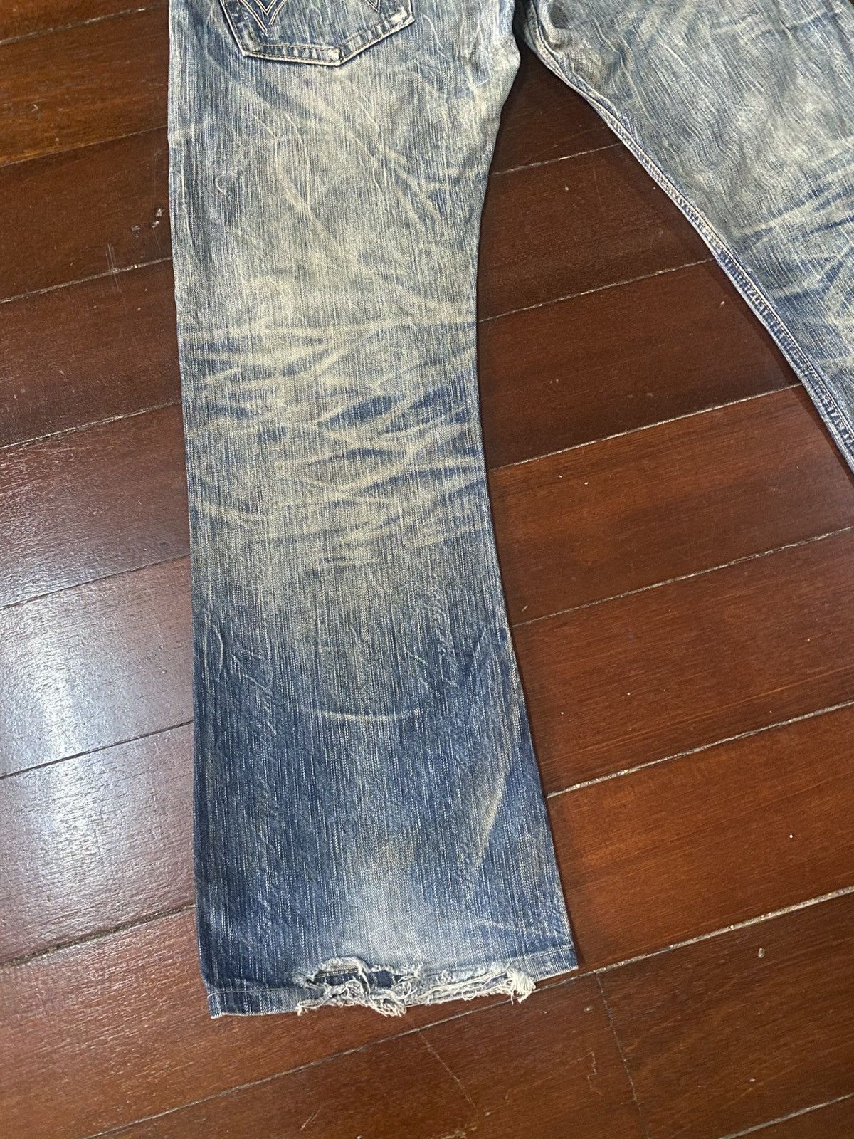 Edwin VERY RARE! EDWIN 503 FLARE mud wash stone wash distressed Size US 36 / EU 52 - 8 Thumbnail