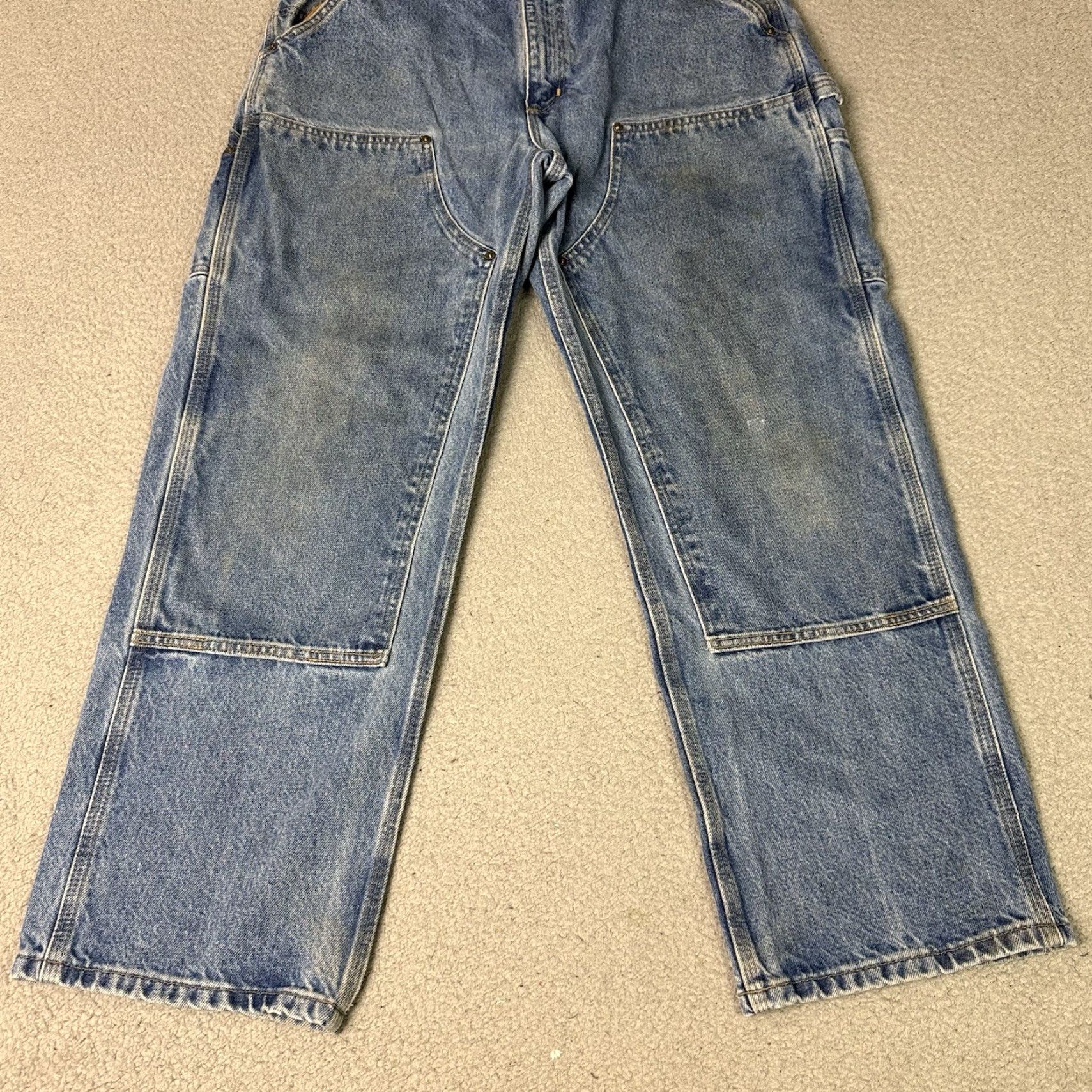 Carhartt Carhartt Jeans Mens 36x30 Blue Denim DST B13 Dungaree Workwear Distressed 5-Pocket Logo Mid Rise Relaxed Straight Size US 36 / EU 52 - 4 Thumbnail