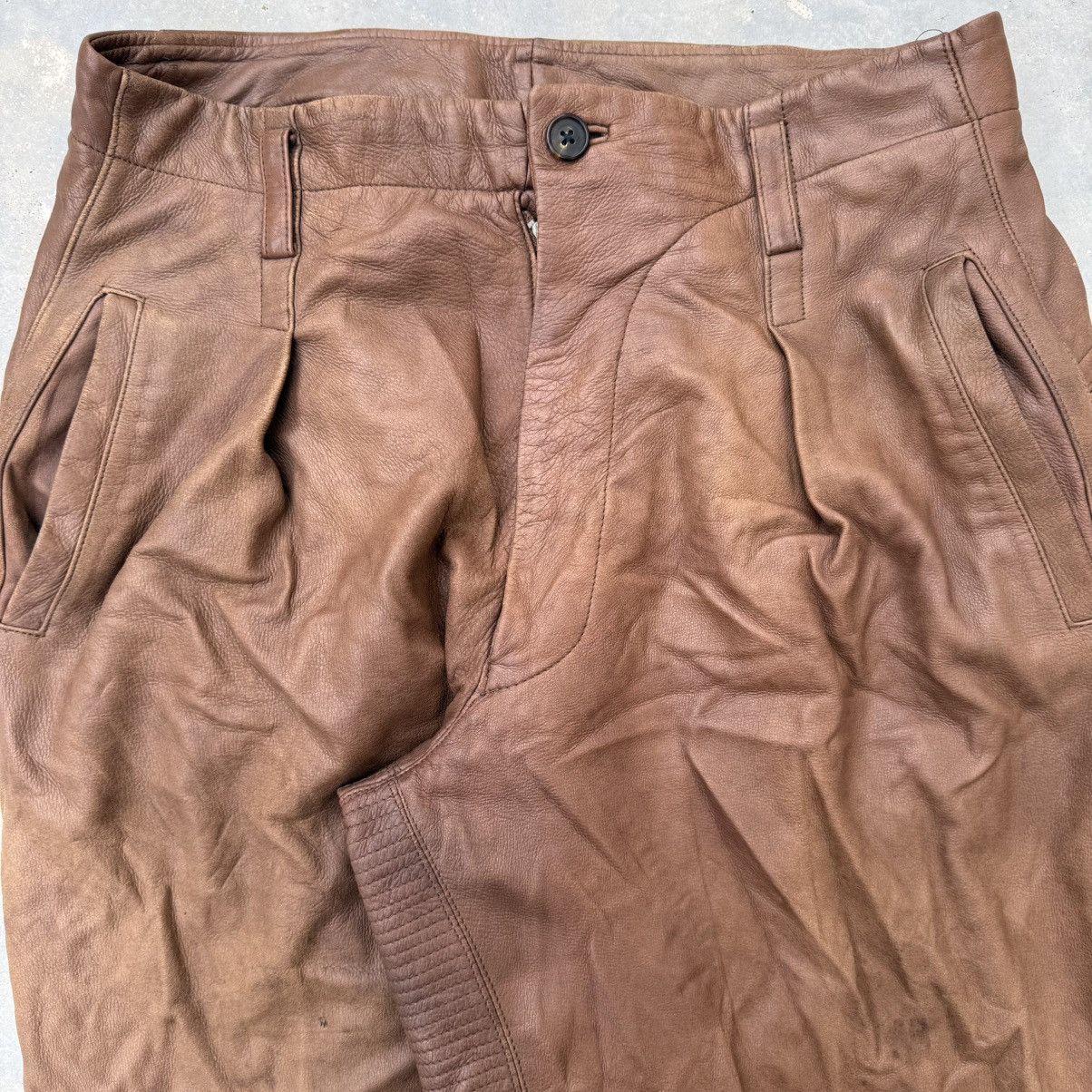 Issey Miyake Vintage Archive 80s Issey Miyake Men Deerskin Leather Pants Size US 32 / EU 48 - 3 Thumbnail