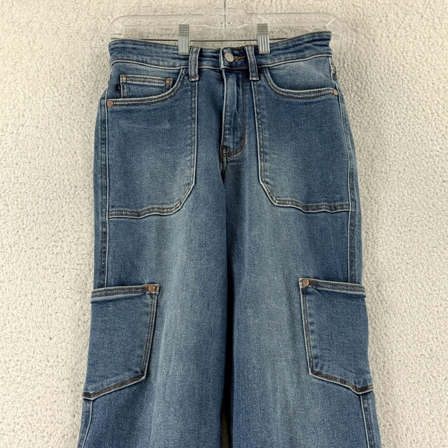 Denime Judy Blue Jeans Women 90s Straight Cargo Pocket Mid Rise Denim Blue 25 Regular Everyday Womens Jeans Size 42" / US 20 - 2 Thumbnail