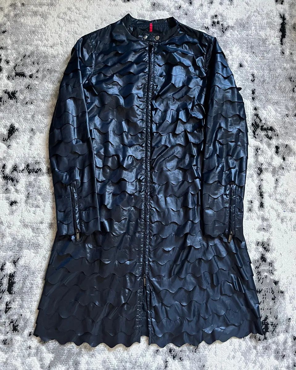 AW2015 Emporio Armani Navy Relief Waterproof Trench Jacket