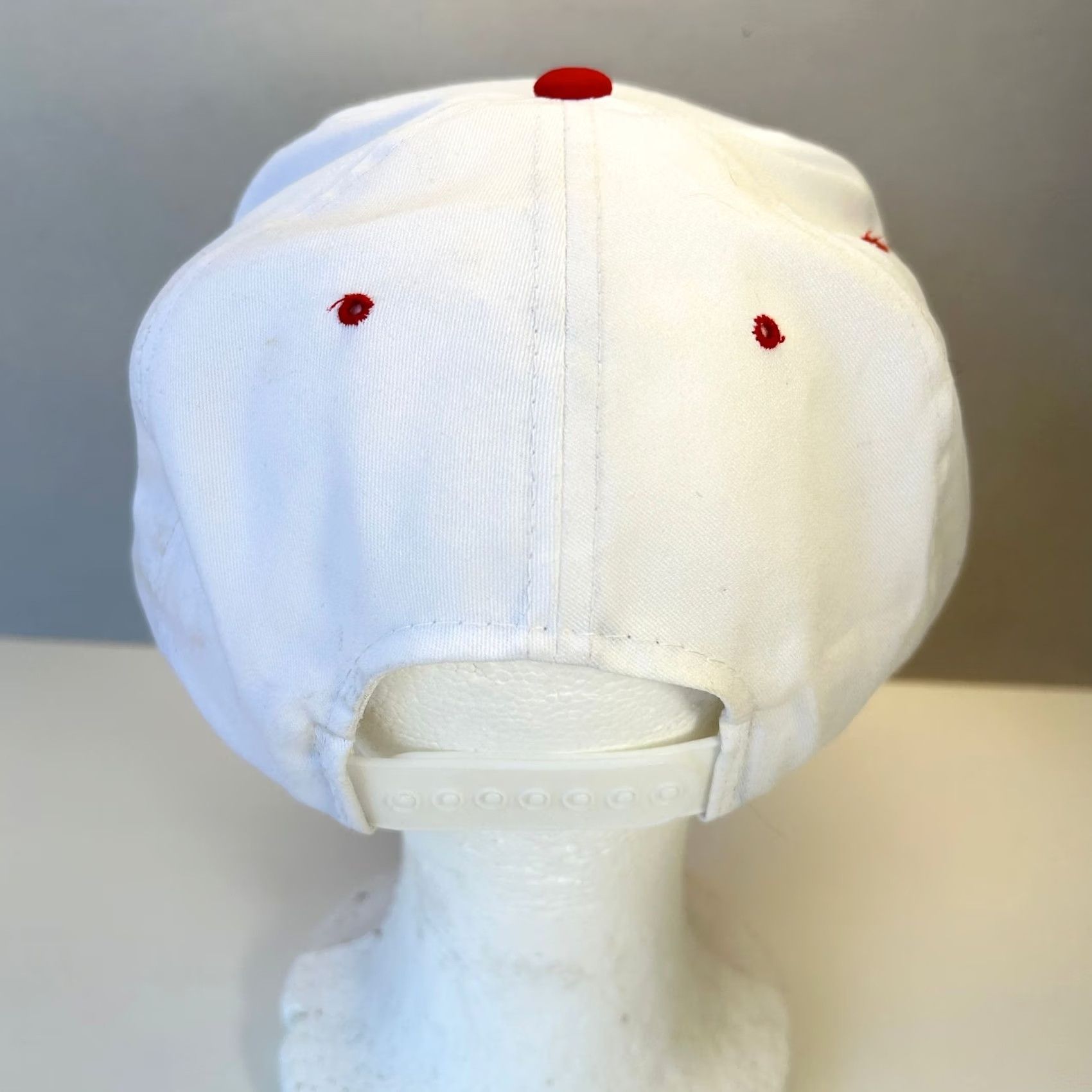 Vintage Vintage Trans-American Ostrich Traders Snapback Hat Palm Desert CA White Red Men One Size White Snapback 80s 90s USA Adjustable Size ONE SIZE - 4 Thumbnail