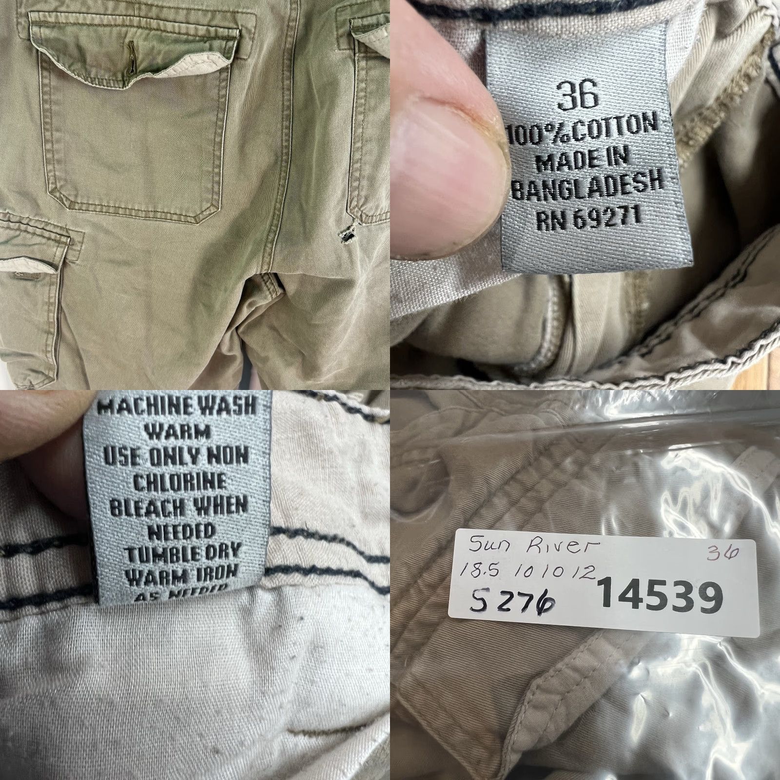 Vintage VINTAGE? [No, it's not vintage] Sun River Cargo Shorts Men 36 Beige Cotton Cargo Pocket Regular 10in Inseam Summer Spring Mens Size US 36 / EU 52 - 8 Thumbnail