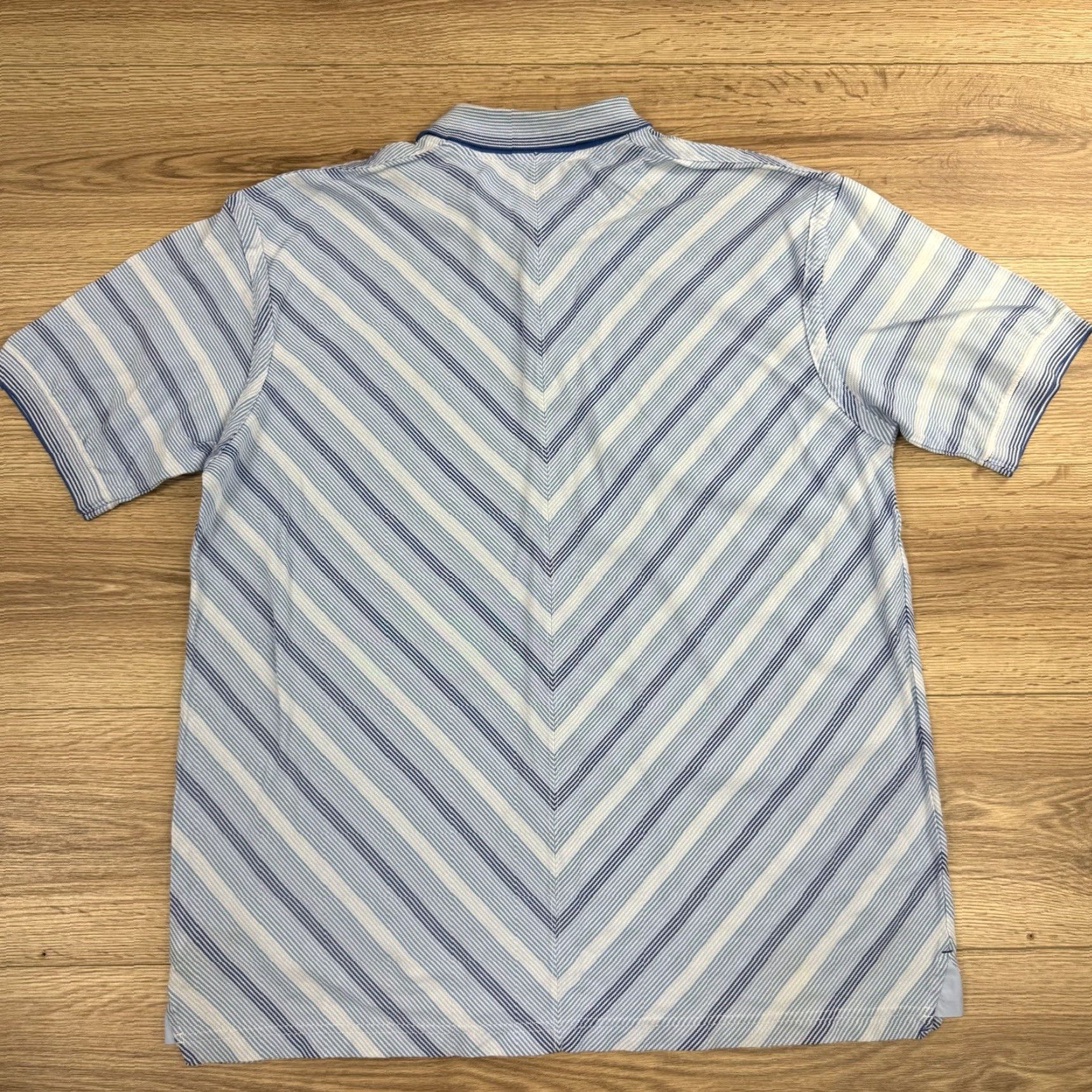 Tommy Hilfiger Tommy Hilfiger Polo Shirt Men XL Blue Stripe Chevron Cotton Short Sleeve Regular Size Size US XL / EU 56 / 4 - 8 Thumbnail
