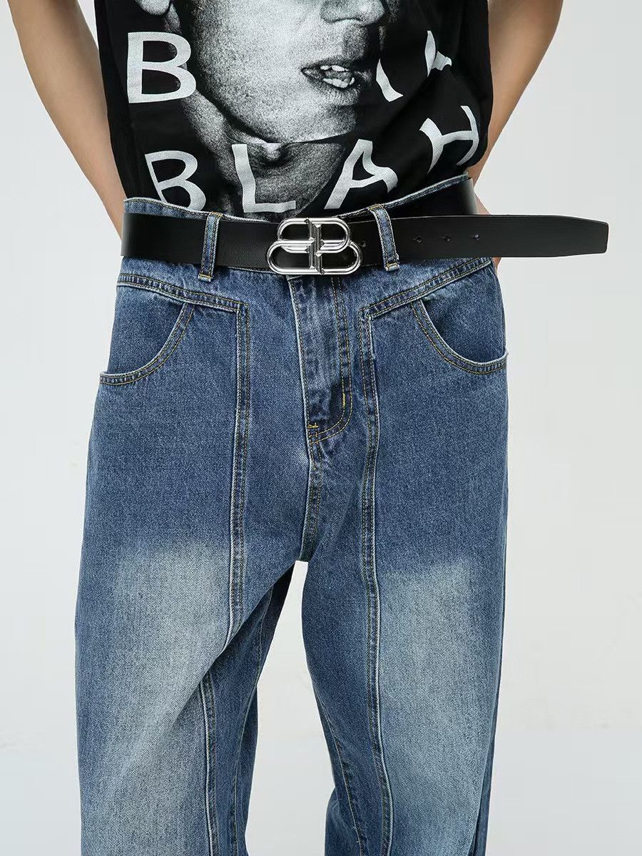 Japanese Brand × Jean Street Spliced Line Straight Jeans Size US 32 / EU 48 - 4 Thumbnail