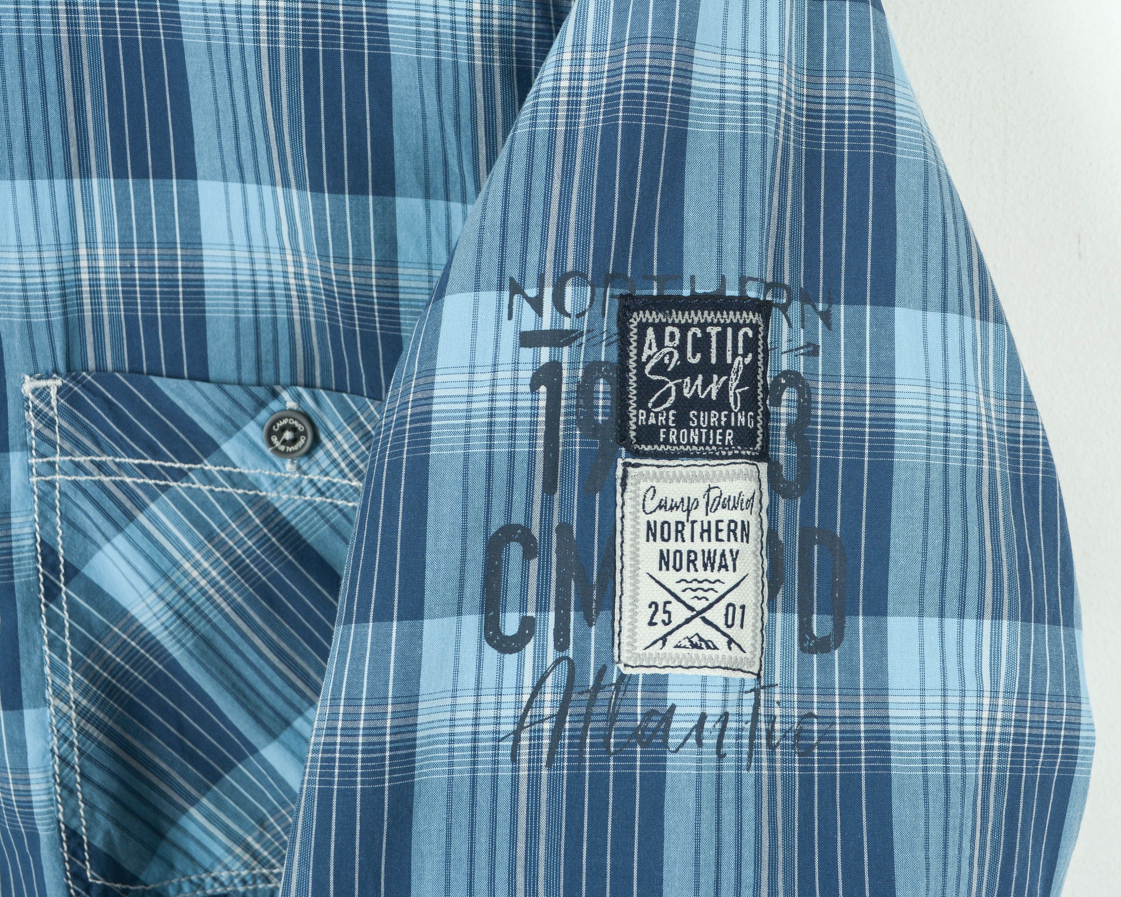 Camp David Casual L Shirt Long Sleeve Button Embroidery Pinstriped Size US L / EU 52-54 / 3 - 5 Thumbnail