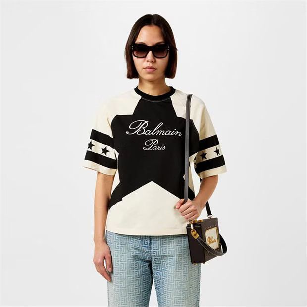 Balmain o1g2r1mq0924 T- Shirts in Creme & Noir Size S / US 4 / IT 40 - 3 Thumbnail