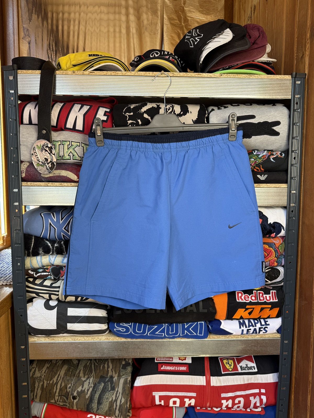 Japanese Brand Nike Vintage Shorts Swoosh Drill Japanese Baggy Wide Y2K Size US 34 / EU 50 - 1 Thumbnail