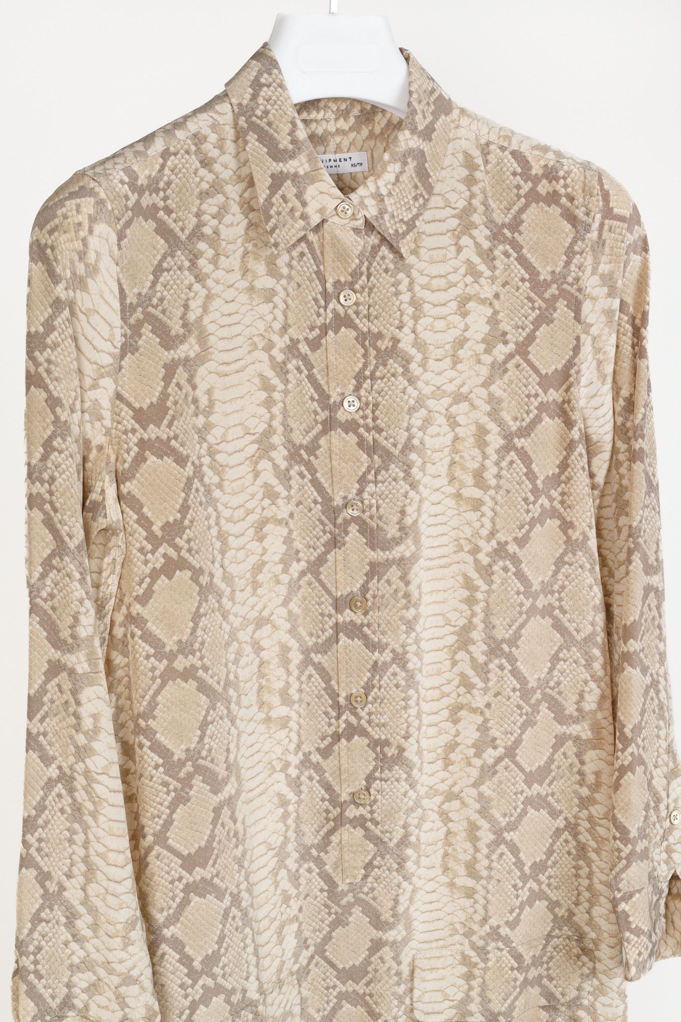 Equipment Equipment Lucida Sand Snake Khaki Long-Sleeve Shift Dress Size XS / US 0-2 / IT 36-38 - 3 Thumbnail