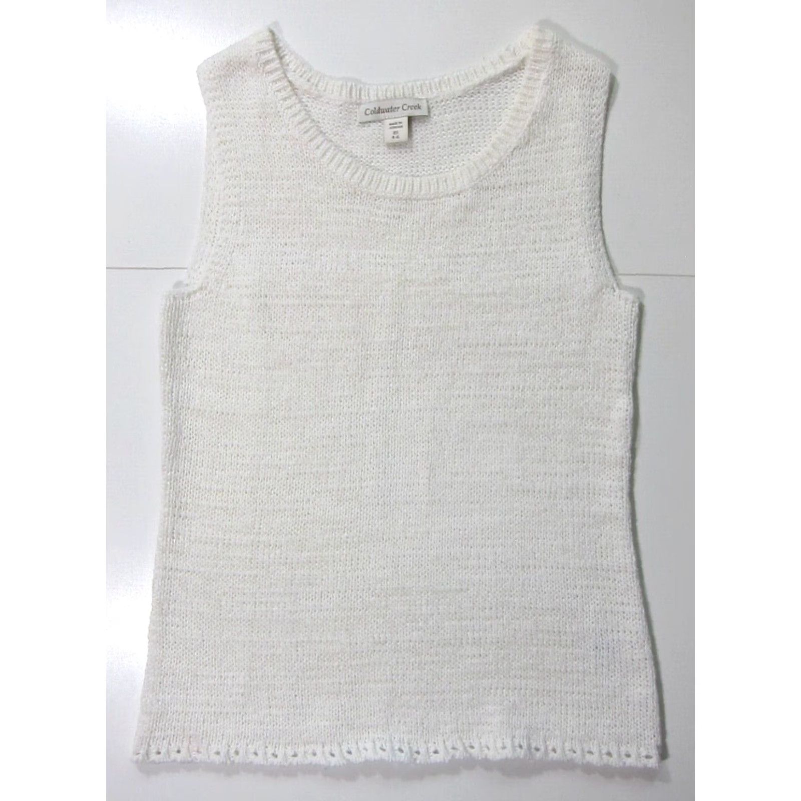 Coldwater Creek Coldwater Creek Nylon Stretch White Knit Round Neck Sleeveless Tank Sweater XS Assets: 80s 90s White Size XS / US 0-2 / IT 36-38 - 2 Thumbnail