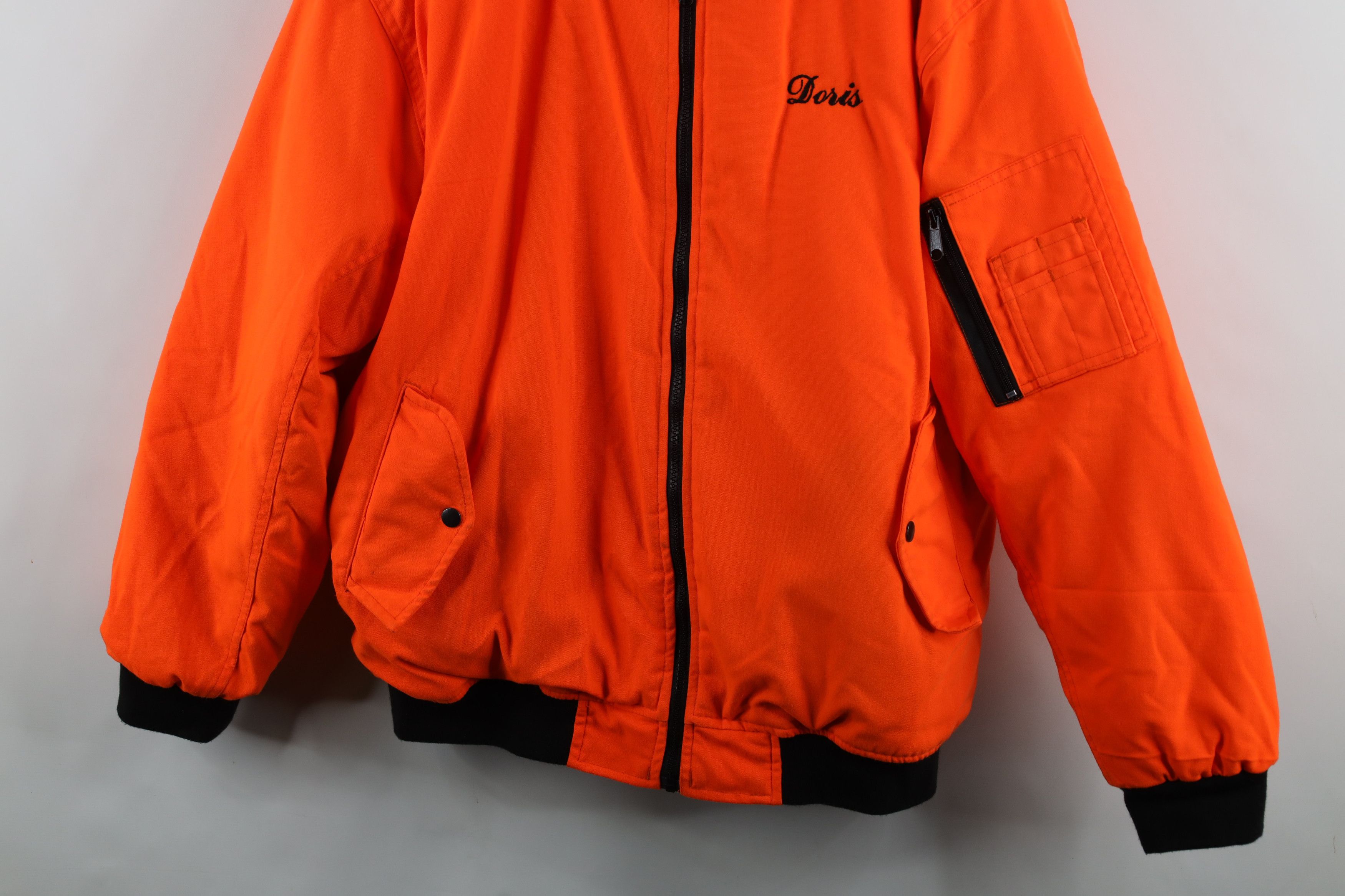 Vintage 90s Abrams Towing Quilted Bomber Jacket Blaze Orange