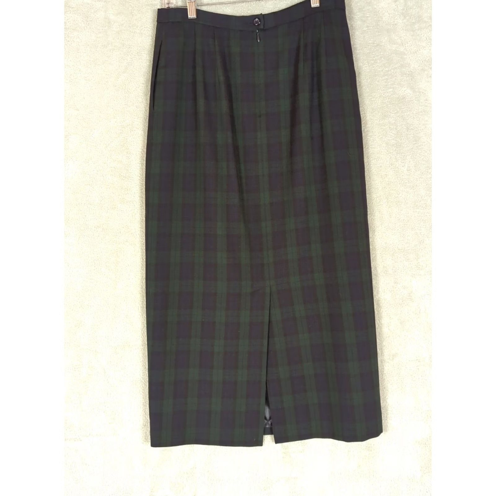 Pendleton VINTAGE Pendleton Maxi Skirt Wool Black Watch Plaid 12 Green Navy Lined Pockets USA Regular Skirt Winter Fall Spring 80s 90s Academia Classic Womens Size 34" / US 12 / IT 48 - 4 Thumbnail