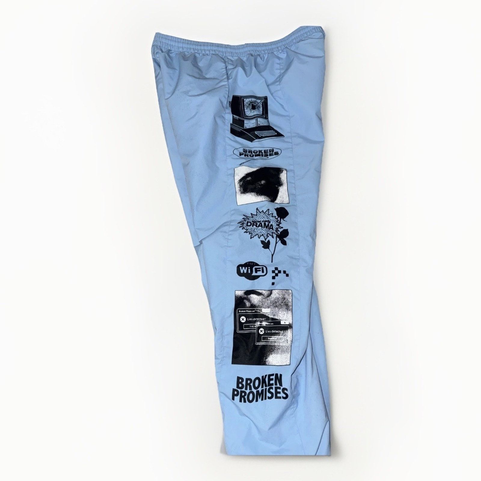 Broken Promises Co. Broken Promises Pants L Blue Windbreaker Media Print joggers Size US 34 / EU 50 - 3 Thumbnail