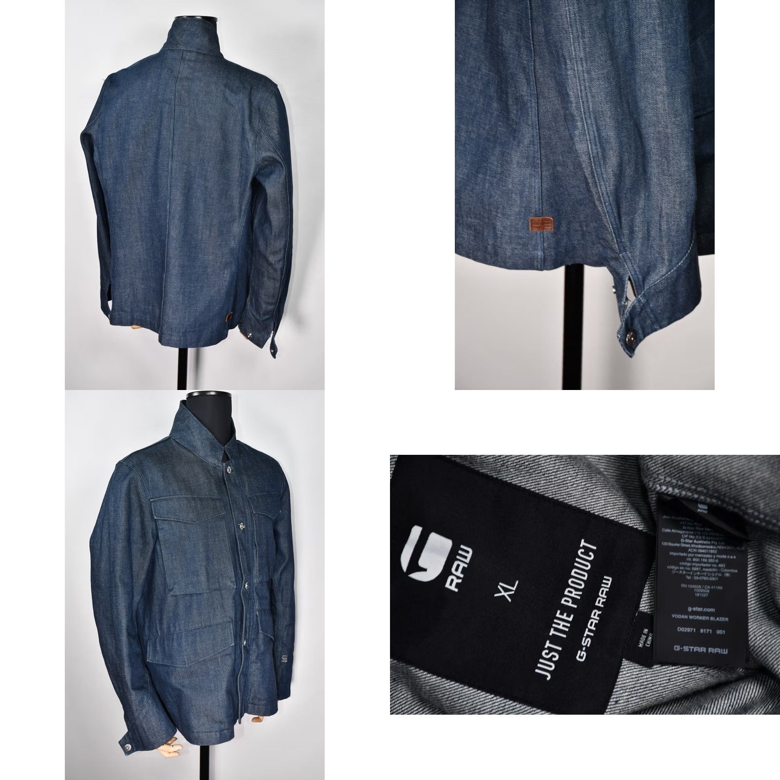 G-Star G-Star Vodan Worker Blazer Jacket Mens XL Denim Blue 100% Cotton Vintage: No Regular Fit Classic Shirt? Size 46R - 8 Thumbnail