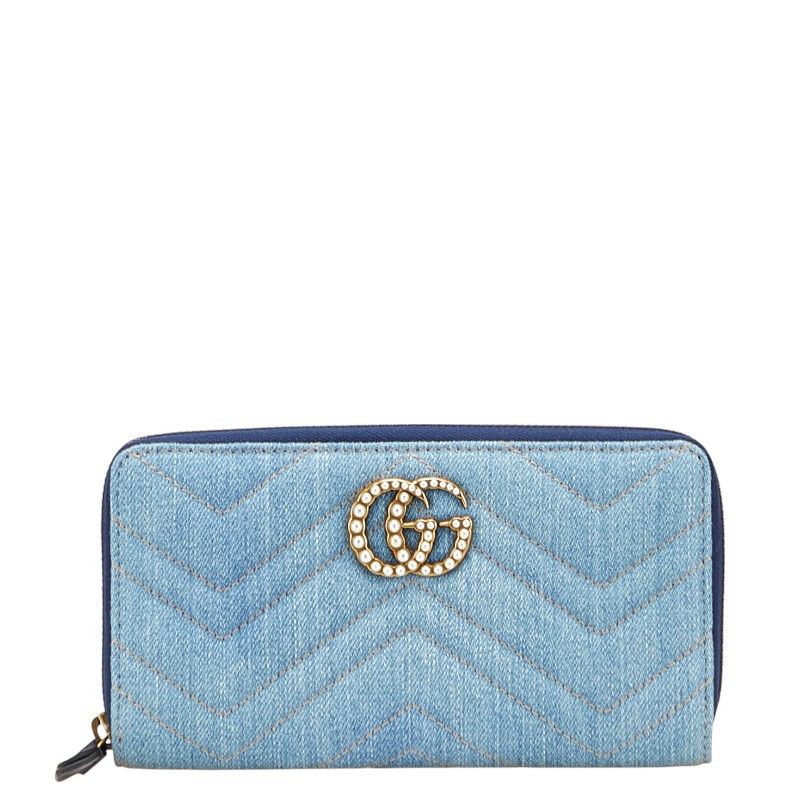Gucci Gucci Gucci GG Marmont Denim Long Wallet Denim Long Wallet 443123 Size ONE SIZE - 1 Thumbnail