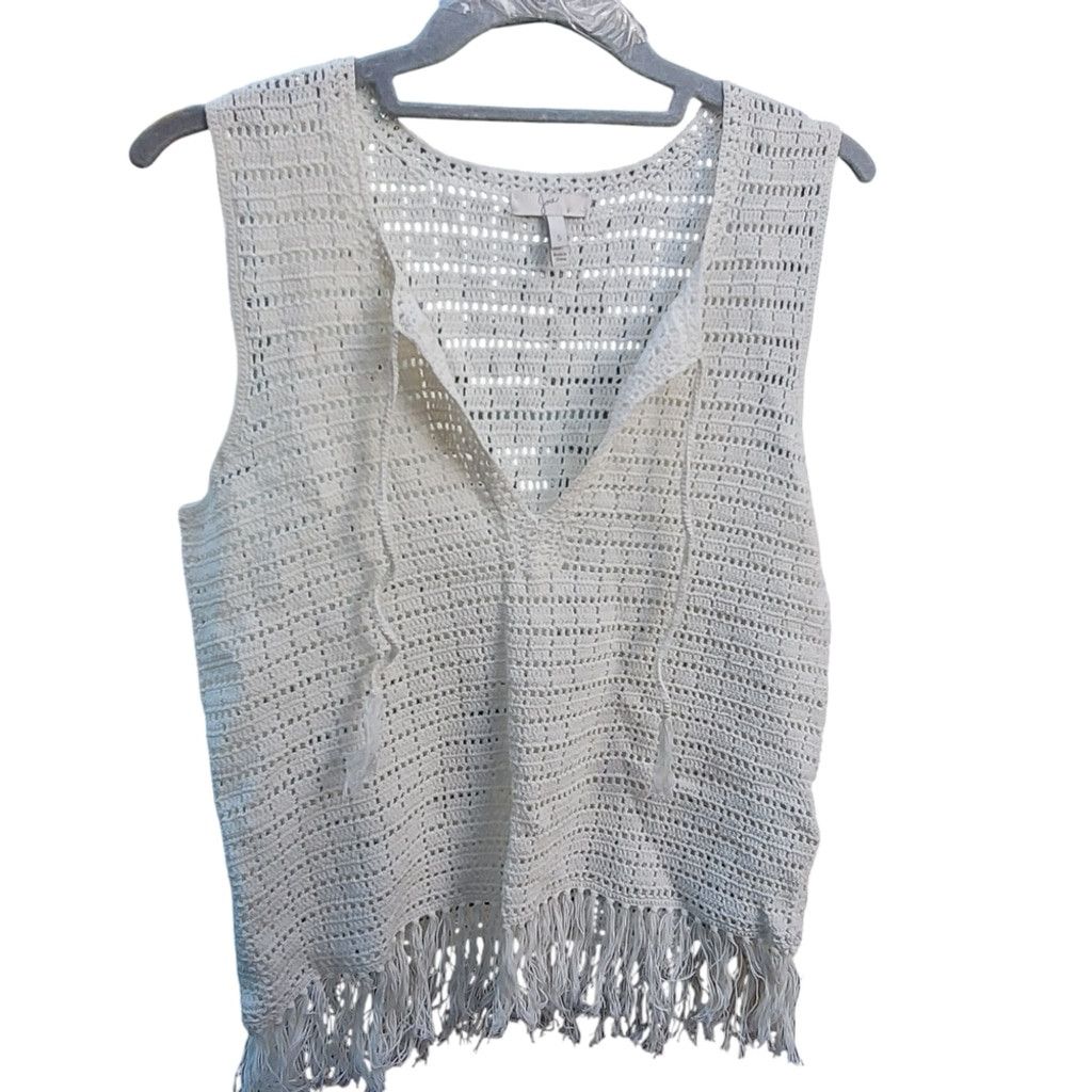 Joie EUC JOIE Analia Porcelain Fringed Crochet Top Size S / US 4 / IT 40 - 2 Thumbnail