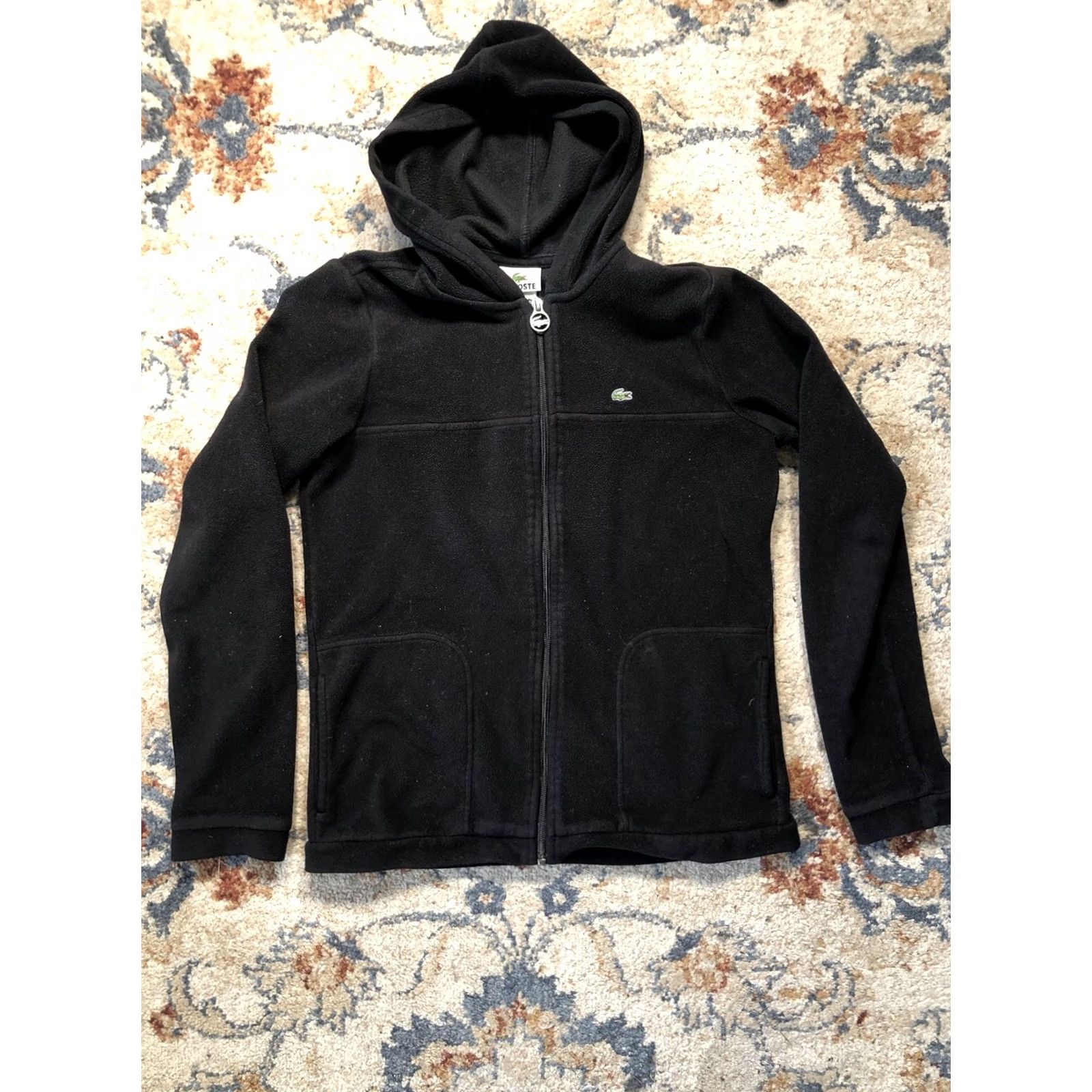 Lacoste Lacoste Full Zip Fleece Jacket Womens Size 36 Black Long Sleeve Zip Logo Corded Classic Casual Size XS / US 0-2 / IT 36-38 - 6 Thumbnail