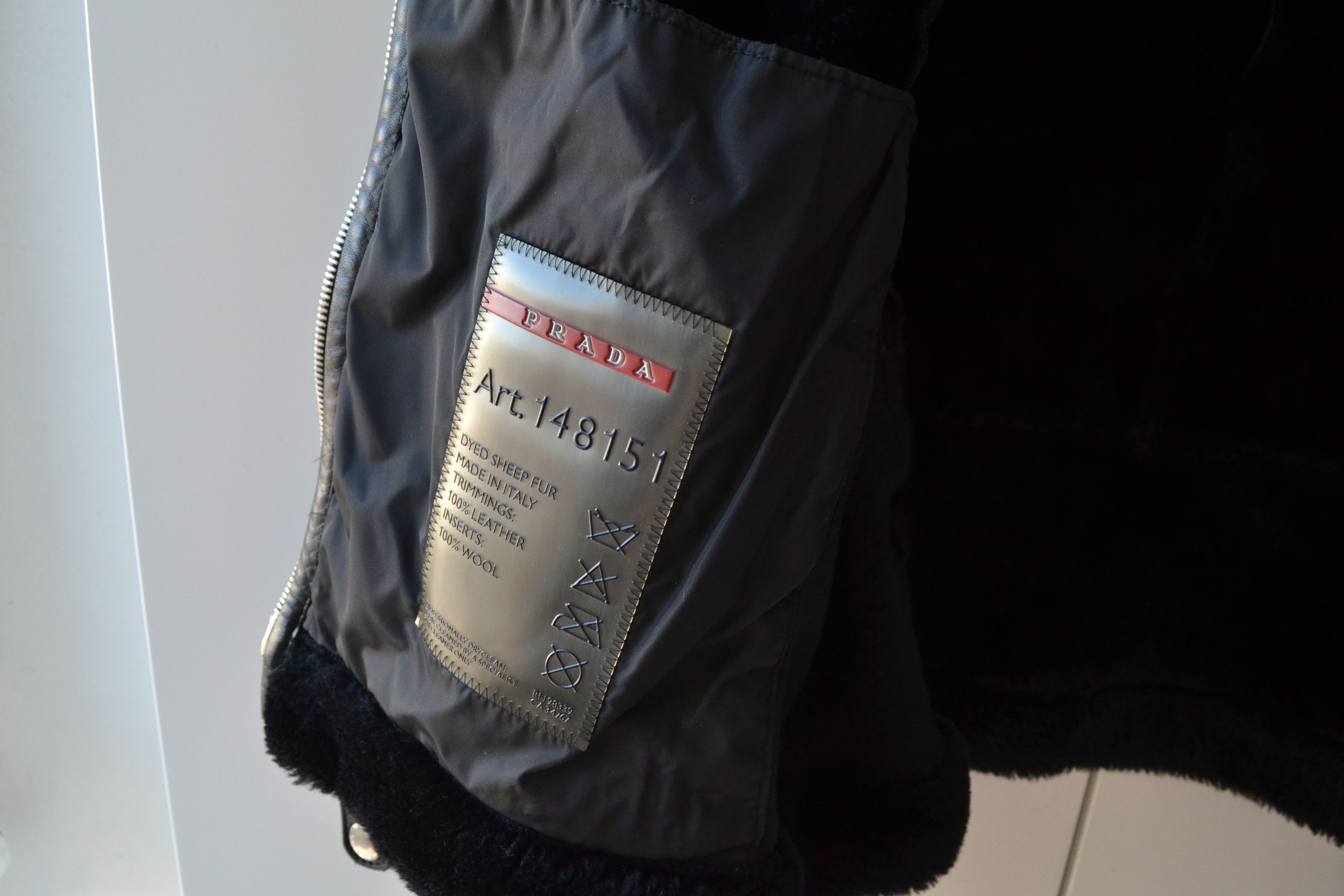 Prada PRADA Leather Jacket Black Zip Sheep Fur Shearling Bomber Size M / US 6-8 / IT 42-44 - 10 Thumbnail