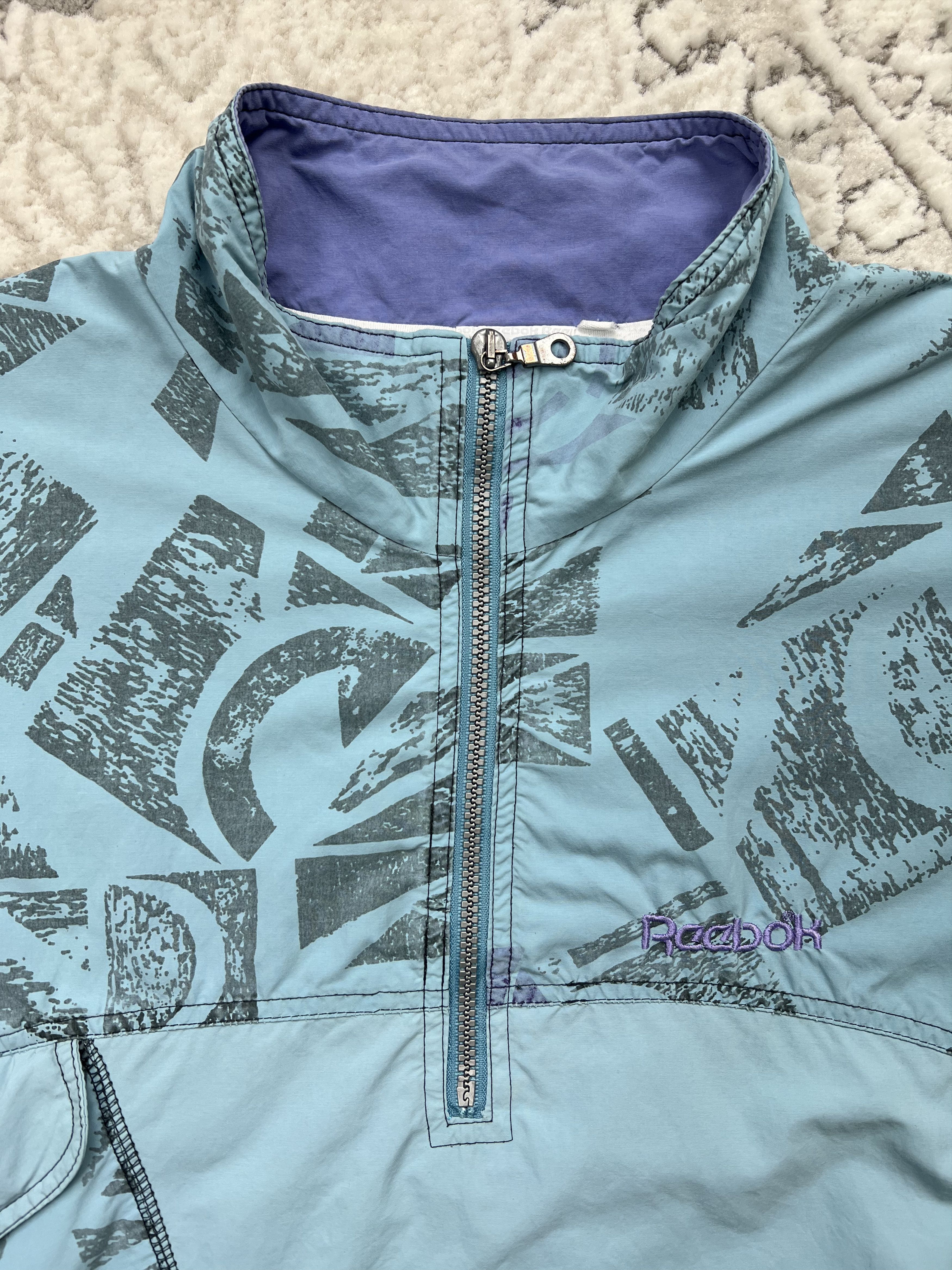 Reebok Vintage 90s Reebok Abstract Windbreaker Anorak Jacket Size US XL / EU 56 / 4 - 4 Thumbnail