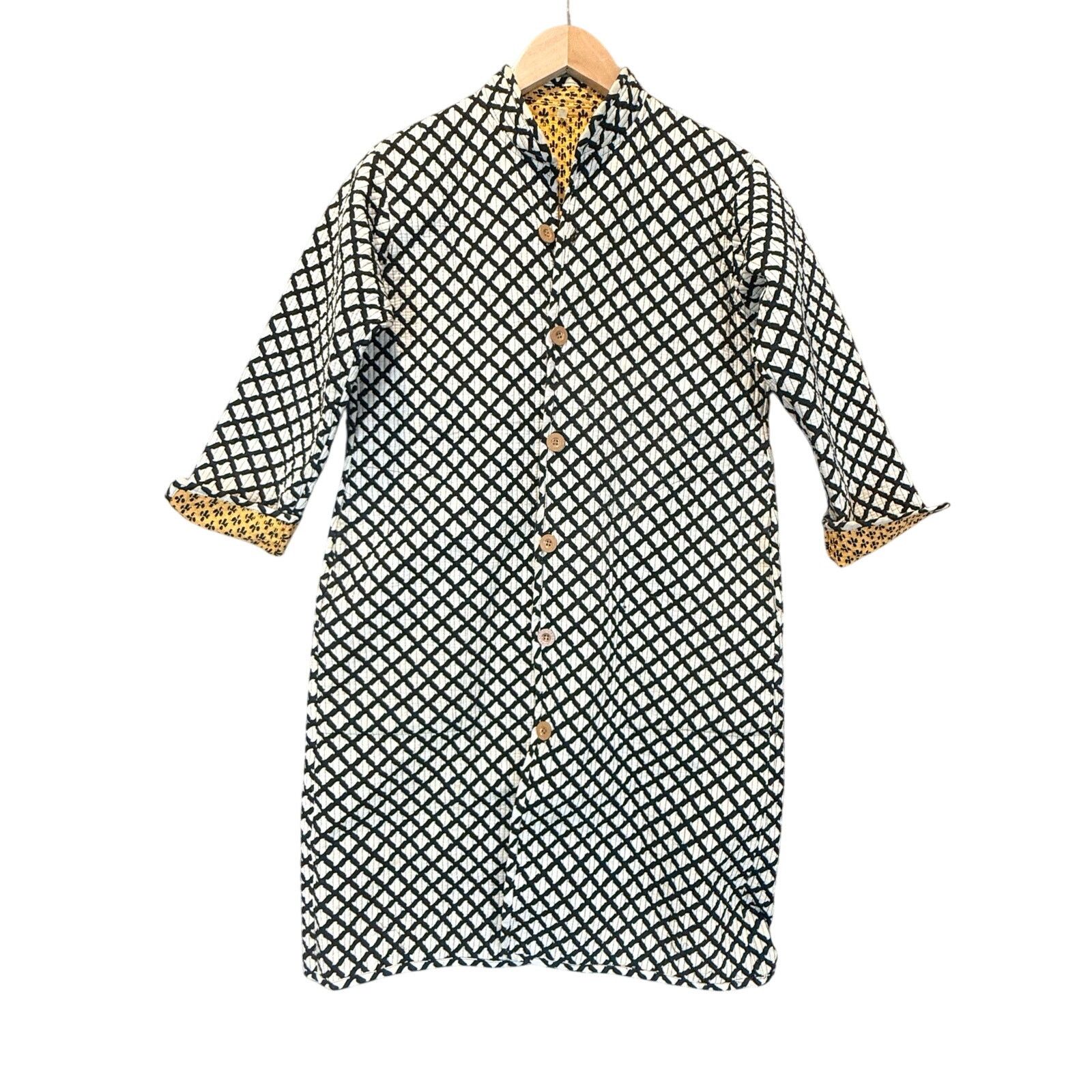 Other African Reversible Quilted Long Duster Overcoat Trench Coat Size M / US 6-8 / IT 42-44 - 3 Thumbnail