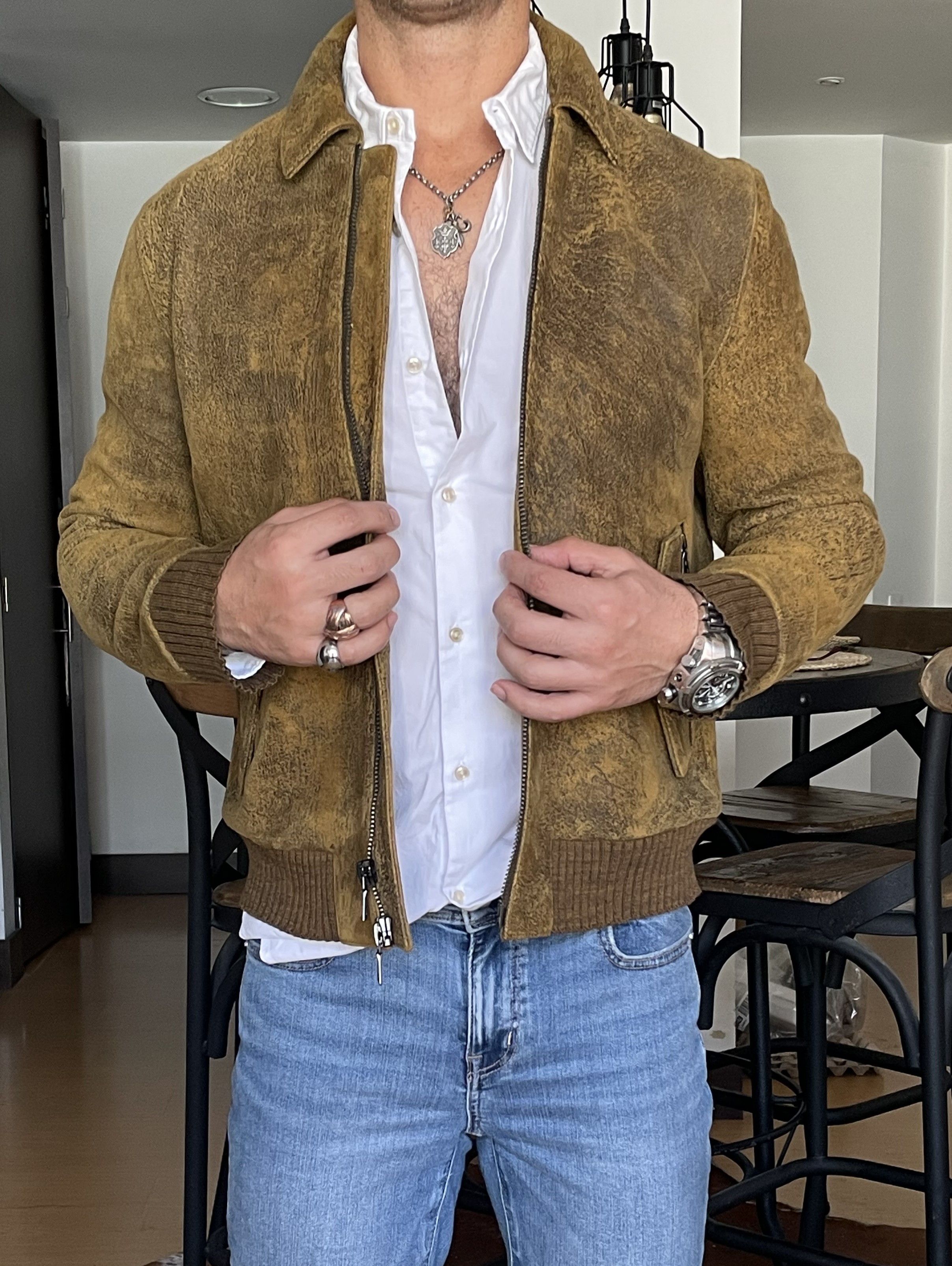 John Varvatos $2,498 JOHN VARVATOS Leather Moto Bomber Jacket Size US M / EU 48-50 / 2 - 2 Thumbnail