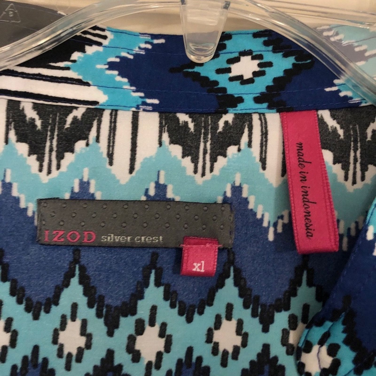 Izod IZOD Silver Crest Ikat Print Blouse Size XL / US 12-14 / IT 48-50 - 3 Thumbnail