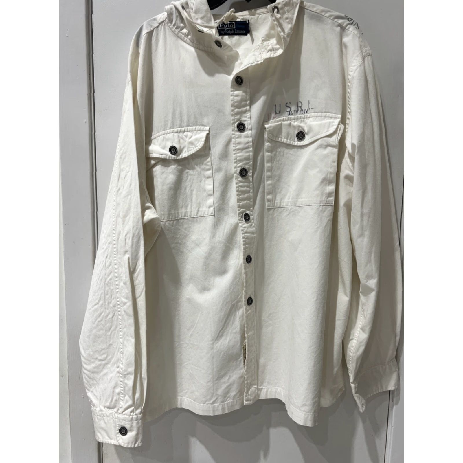 Polo Ralph Lauren POLO RALPH LAUREN Vintage Hoodie Shirt Naval Supply 2XL White Men’s Size US XXL / EU 58 / 5 - 4 Thumbnail