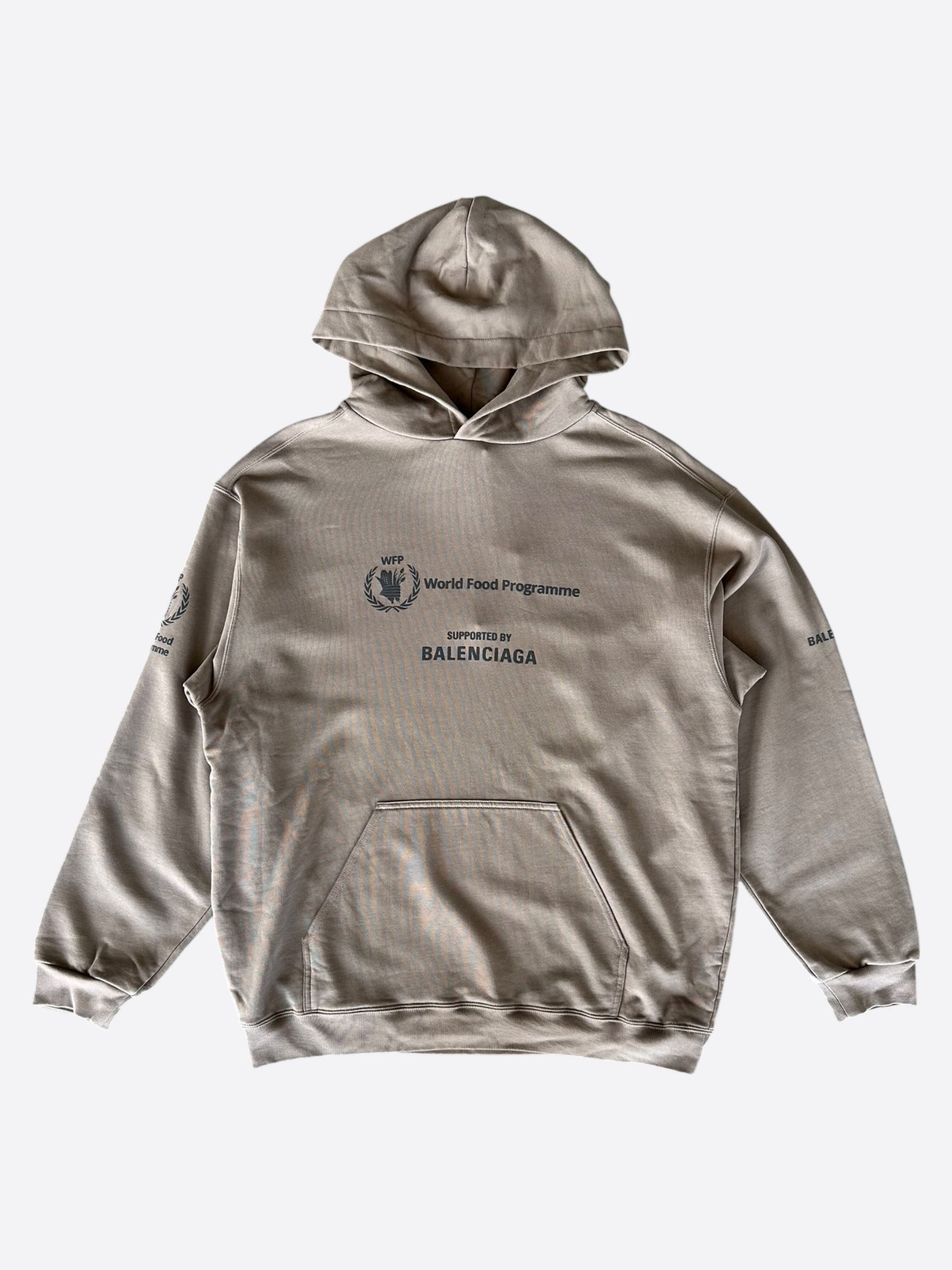 Balenciaga Brown Black World Food Programme Logo Hoodie