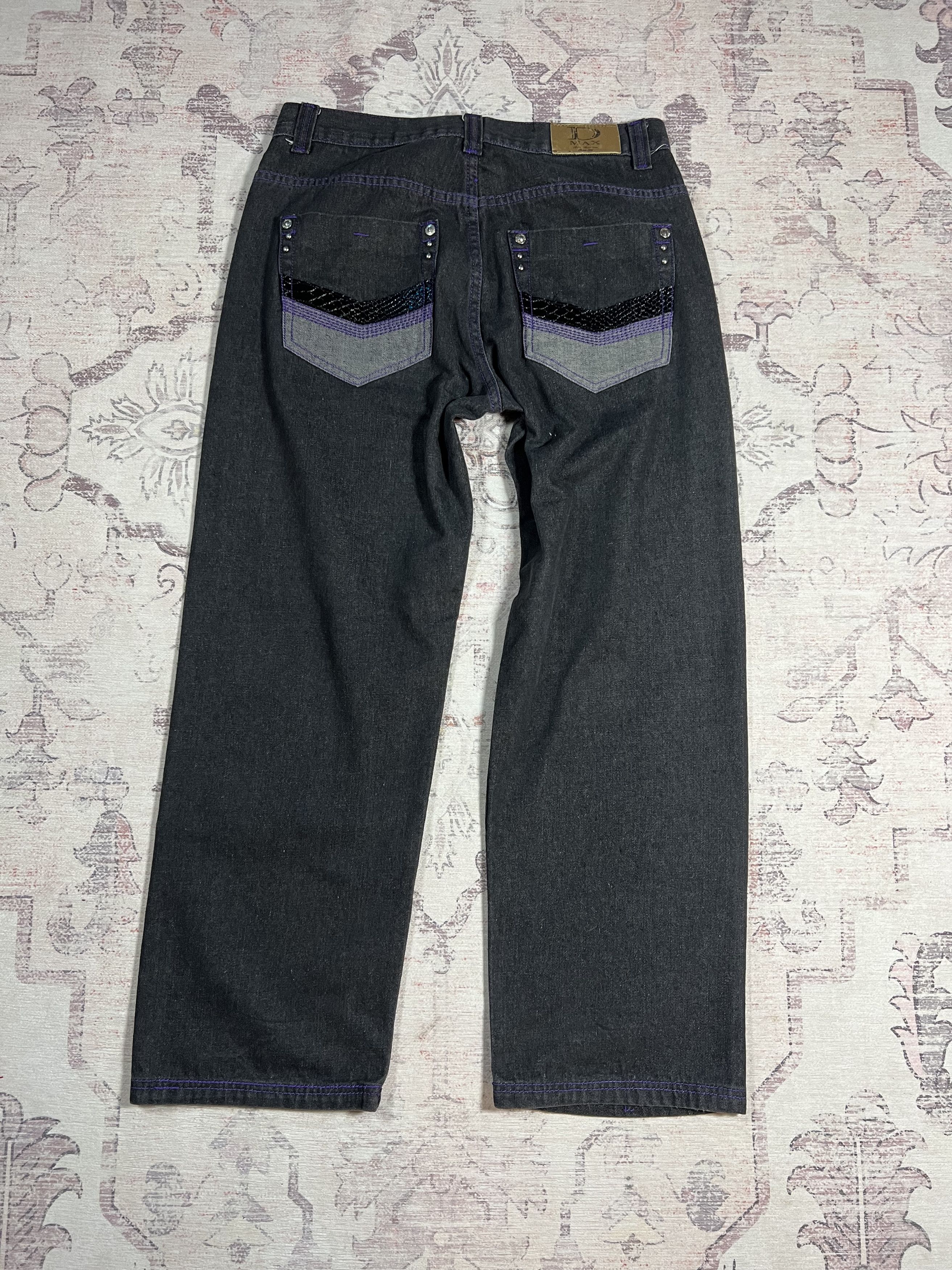 Designer Vintage Y2K Baggy Black Skater Grunge Styled Denim Pants Size US 36 / EU 52 - 3 Thumbnail