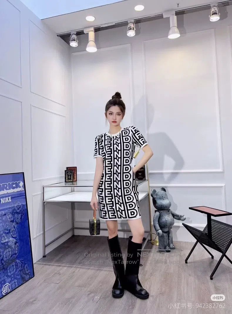 Fendi Fendi Black and white barrage all-over print knit dress Size XXS / US 00 / IT 34 - 7 Thumbnail