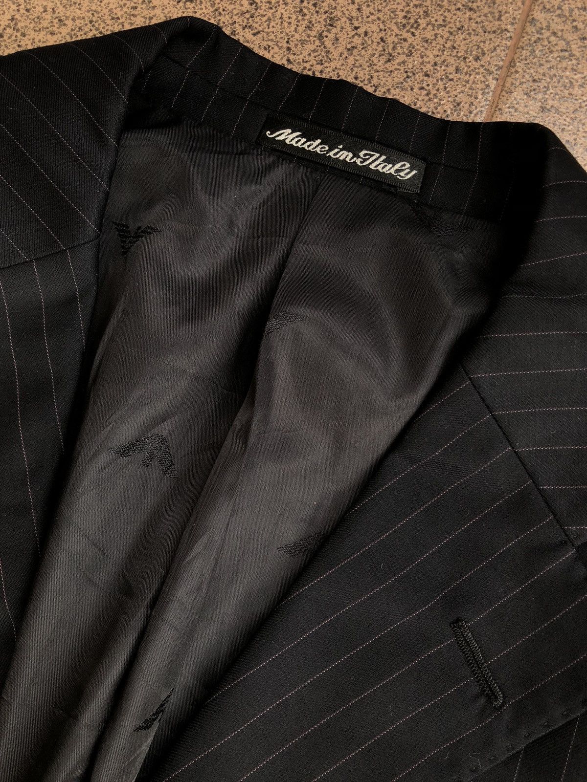 Giorgio Armani 90s Rare Giorgio Armani Striped Black Blazer Size 48R - 6 Thumbnail