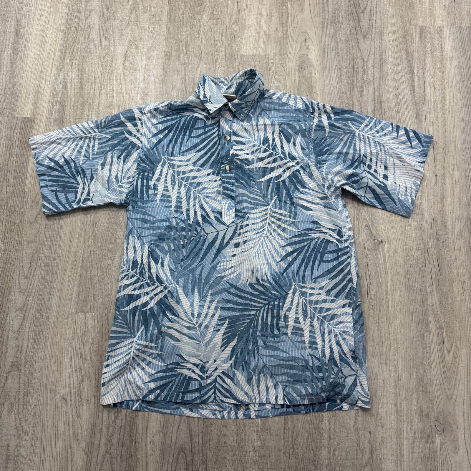 Vintage Go Barefoot Hawaiian Polo Shirt Men Small Blue Floral Aloha Size US S / EU 44-46 / 1 - 1 Thumbnail