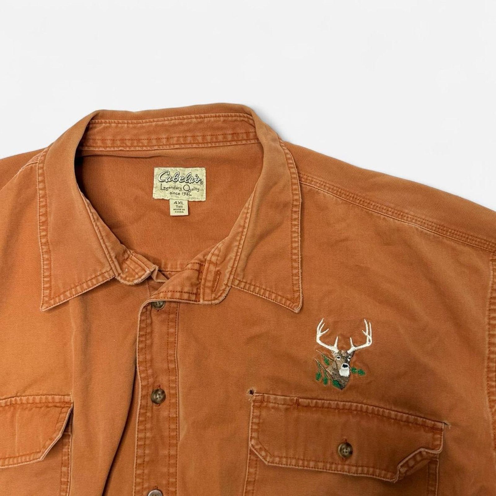 Cabelas Cabela’s Rust Orange Short Sleeve Button Shirt 4XL Tall Size US XXL / EU 58 / 5 - 3 Thumbnail