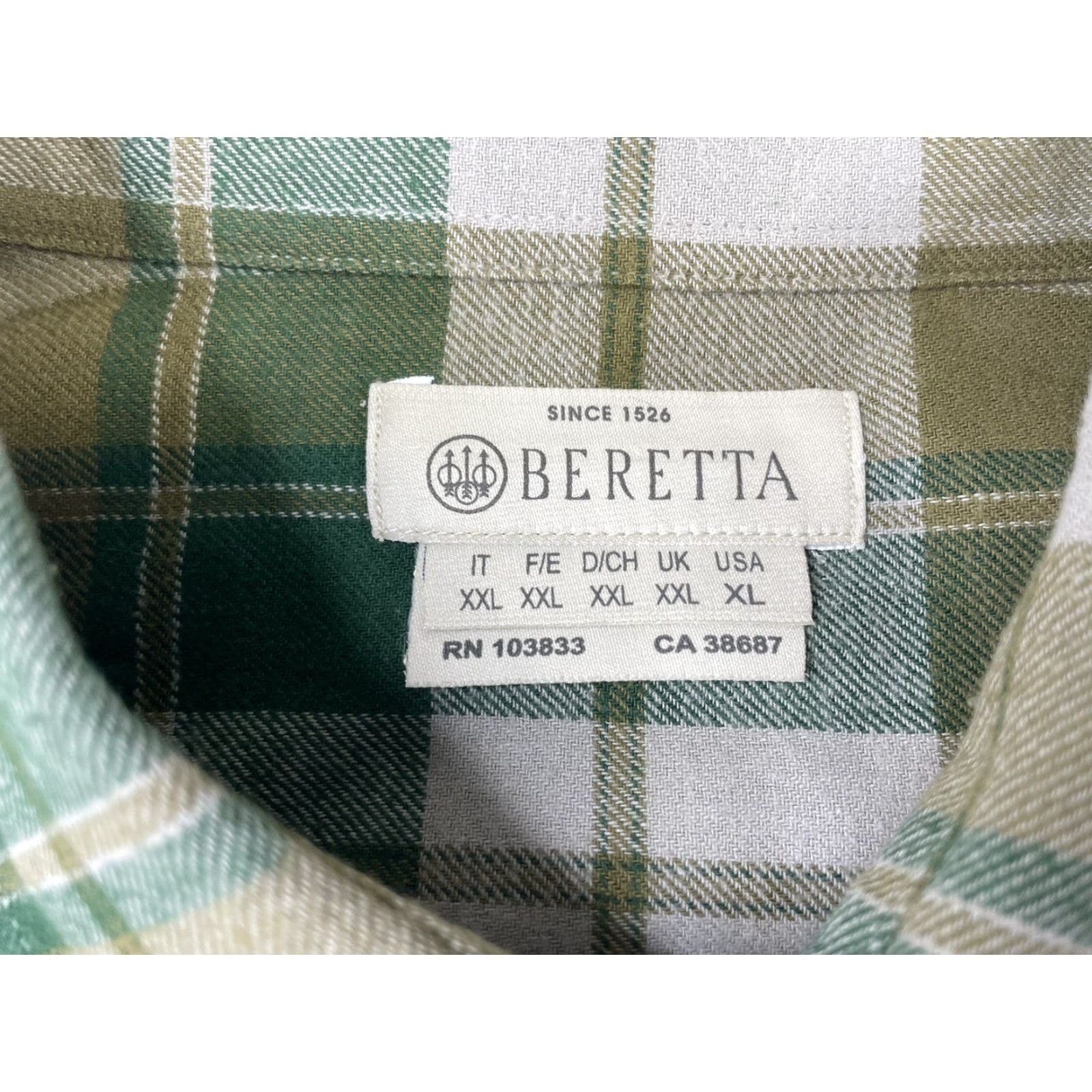 Vintage Beretta Shirt Mens XL Green Plaid Cotton Button-Down Shirt Button-Up Long Sleeve with Pockets Size US XL / EU 56 / 4 - 2 Thumbnail