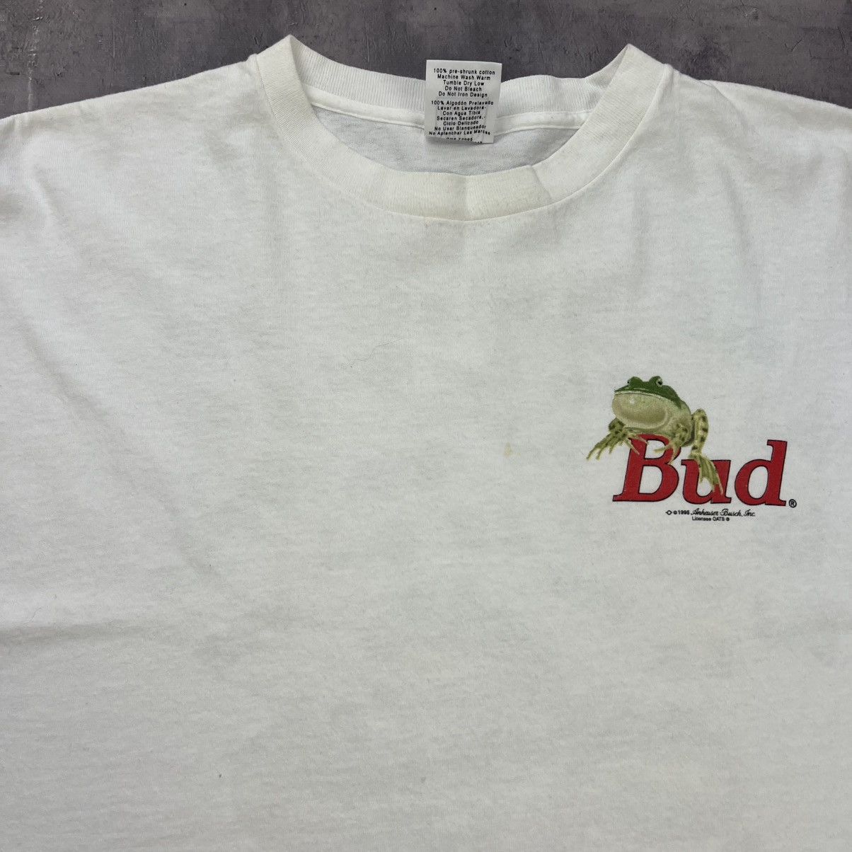 Budweiser Rare! Budweiser Frog Big Logo Tee 90s Single Stitch Vintage Size US XL / EU 56 / 4 - 15 Thumbnail