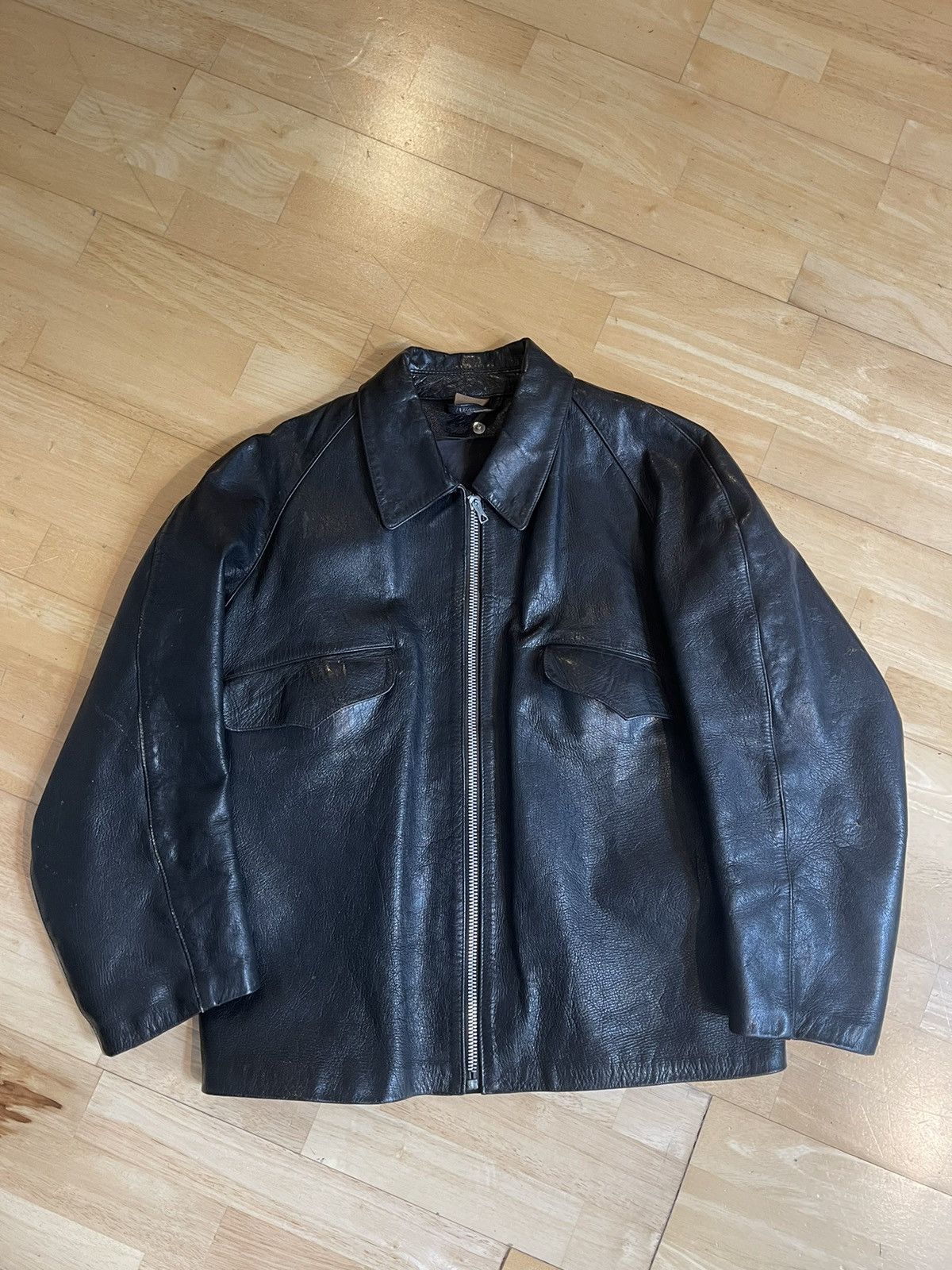 Other Rare Vintage 1970's Italien Military Leather Tank Jacket (L) Size US L / EU 52-54 / 3 - 19 Thumbnail