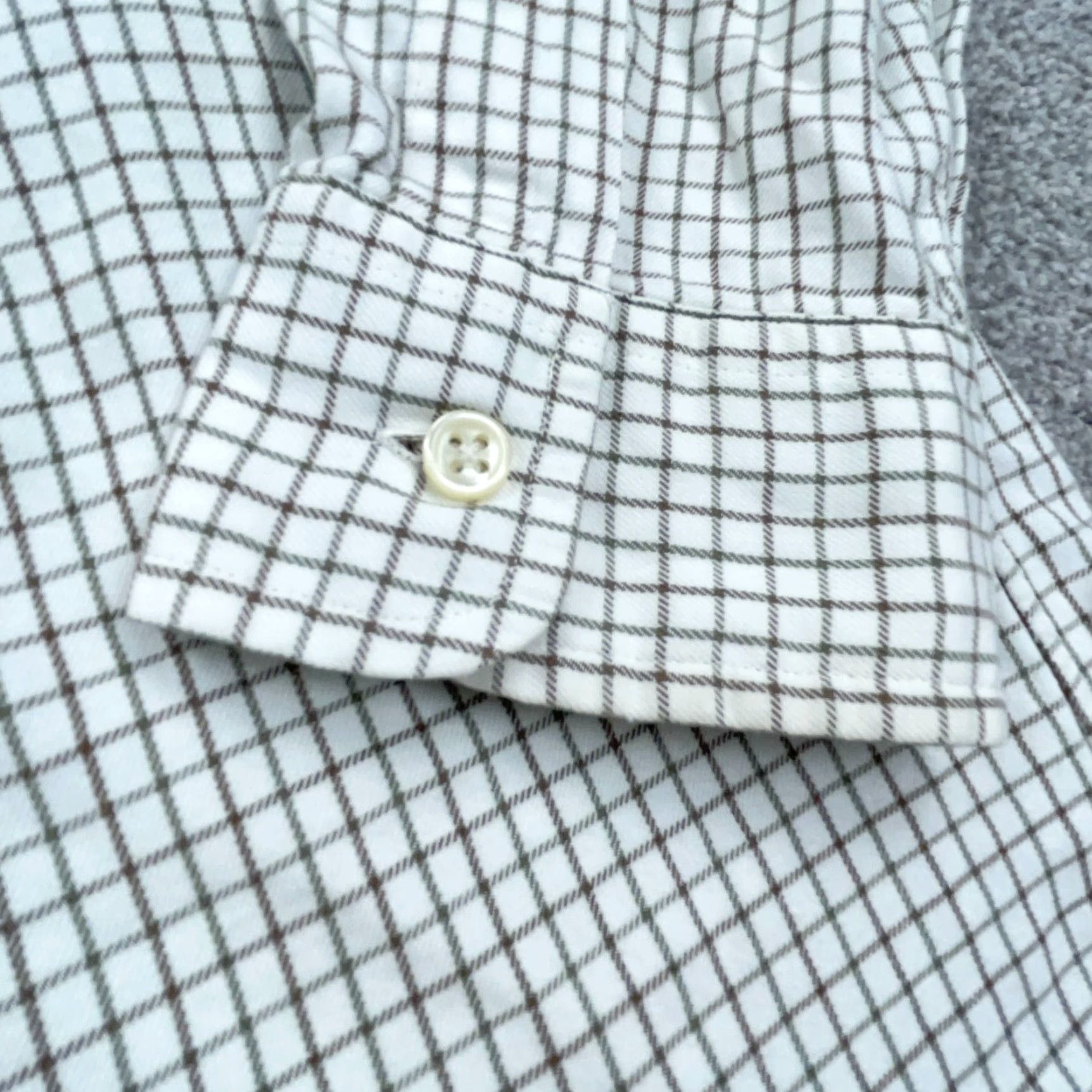 Ralph Lauren Ralph Lauren Shirt Men Large White Brown Button Up Classic Fit Grid Check Dress Mens Size 46R - 7 Thumbnail