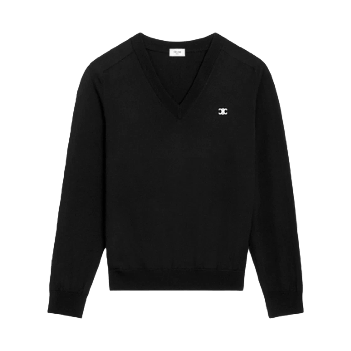 Celine o1mle0426 Triomphe V-Neck Sweater in Black Size US XXL / EU 58 / 5 - 1 Thumbnail