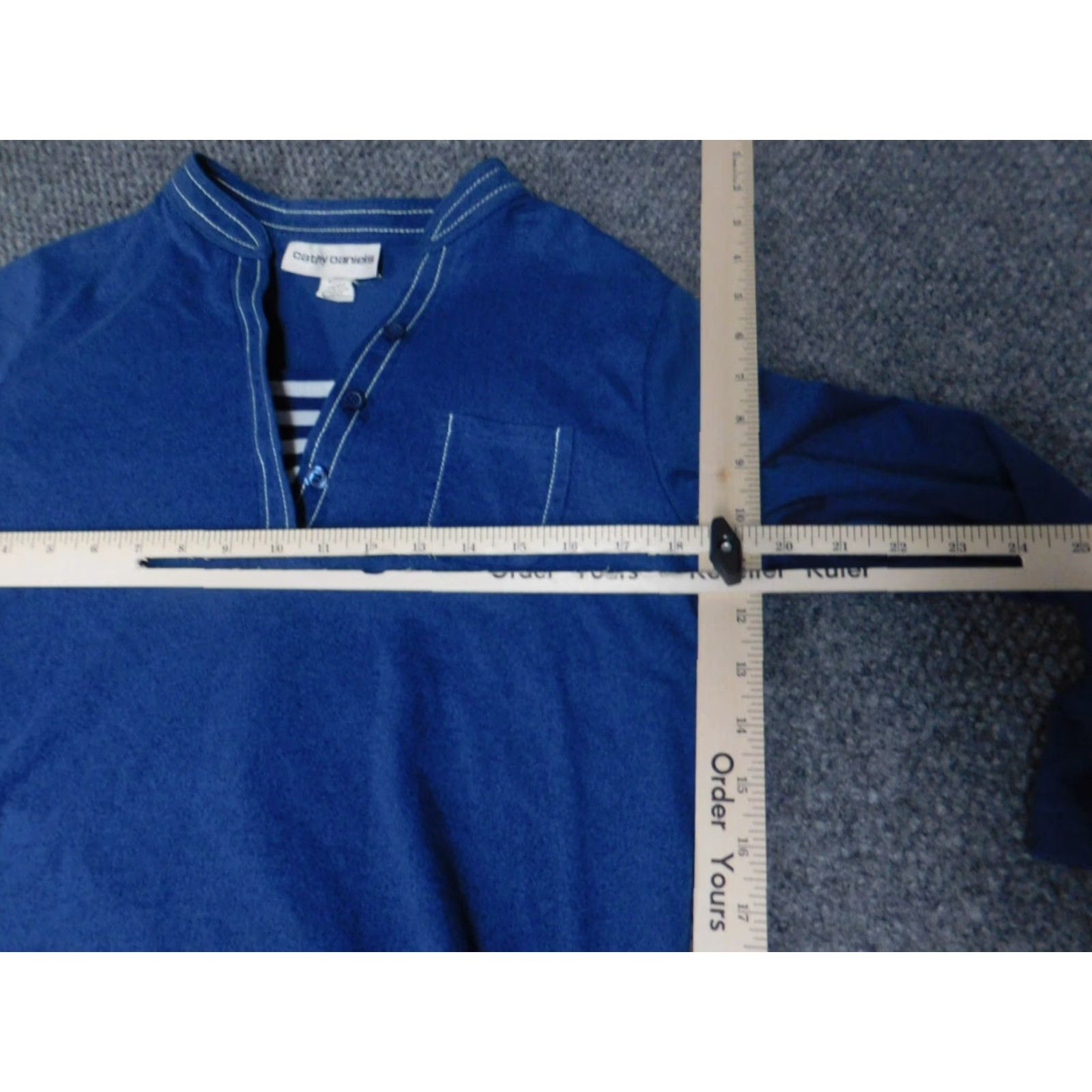 Vintage Cathy Daniels Blouse Womens M Blue Crew Neck Pullover Casual Long Sleeve Polyester Rayon Floral Button Classic Lightweight Size M / US 6-8 / IT 42-44 - 5 Thumbnail