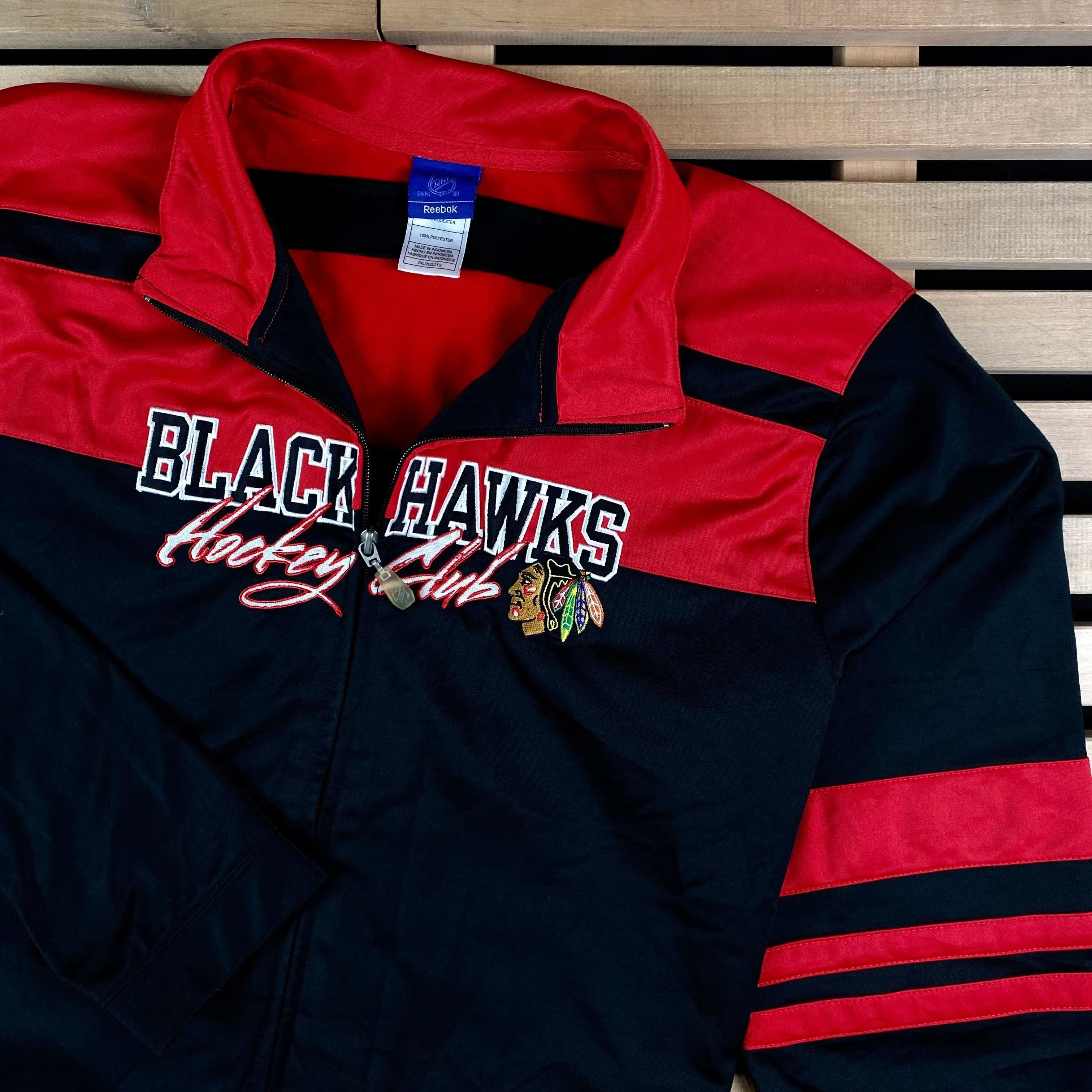 NHL × Reebok Mens Bomber Black Hawks Hockey Club Reebok Size XXL 2XL Size US XXL / EU 58 / 5 - 2 Thumbnail